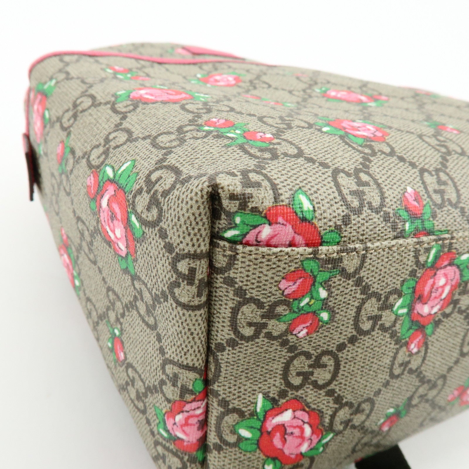 GUCCI Children’s GG Supreme Rose Heart Backpack Beige Pink 271327