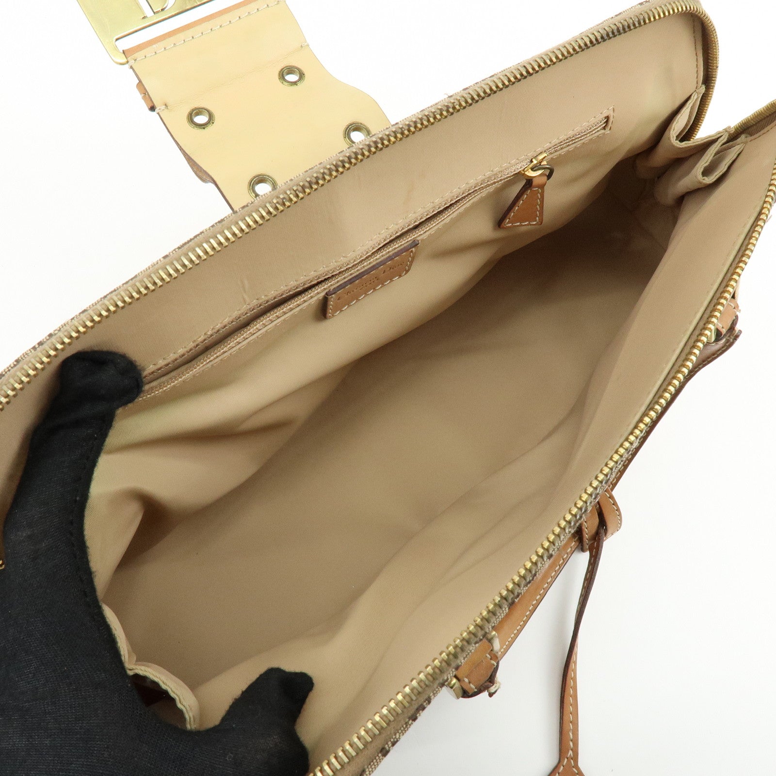 Christian Dior Trotter Street Chic Jacquard Canvas Leather Hand Bag