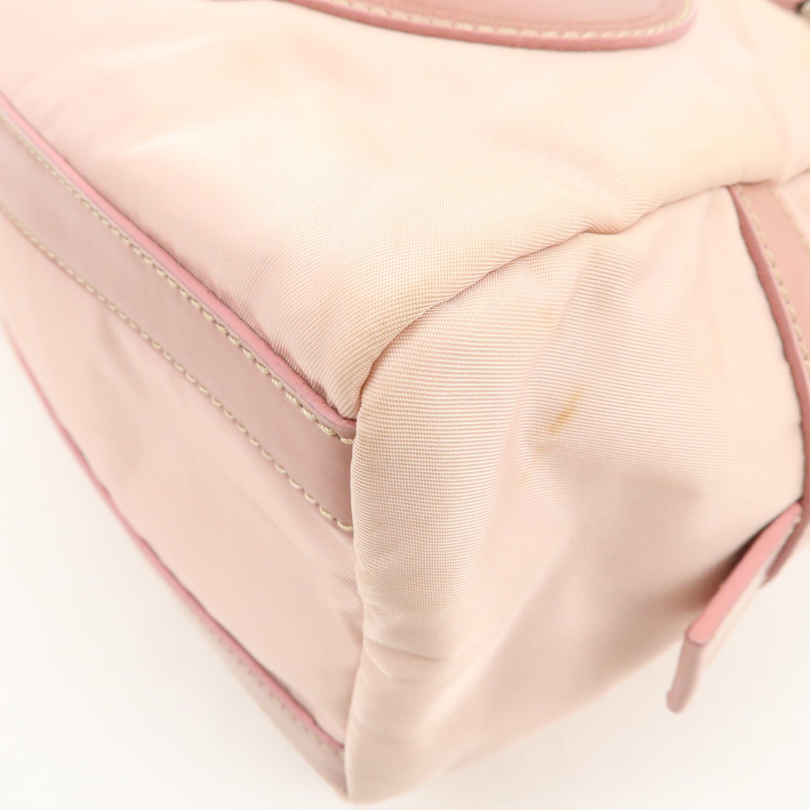 PRADA Nylon Leather Shoulder Bag Hand Bag Boston Bag Pink BR3150
