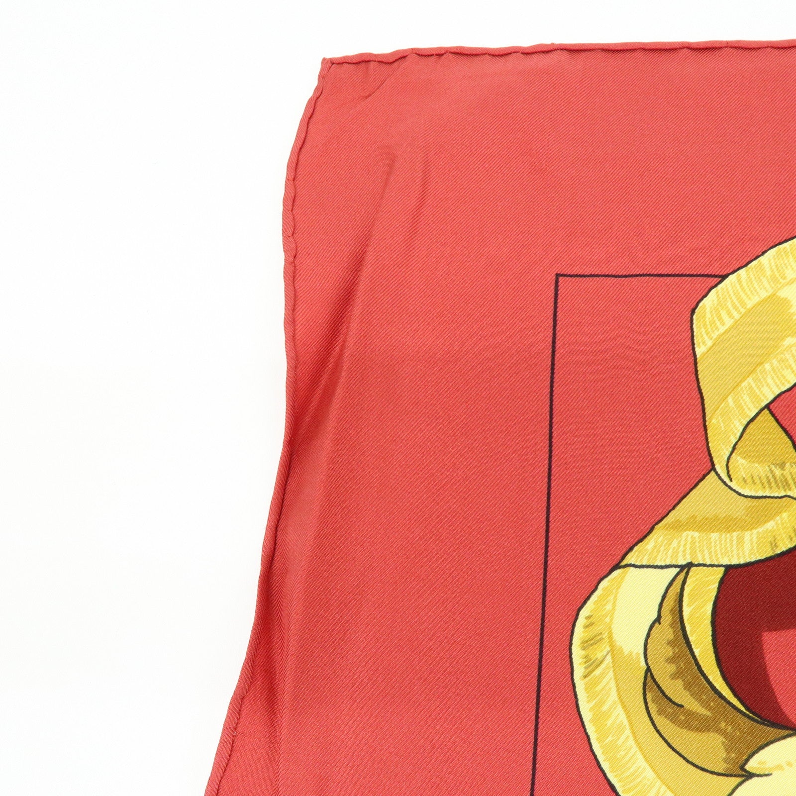 HERMES Carre 90 Silk 100% Scarf LE MORS A LA CONETABLE Red Gold