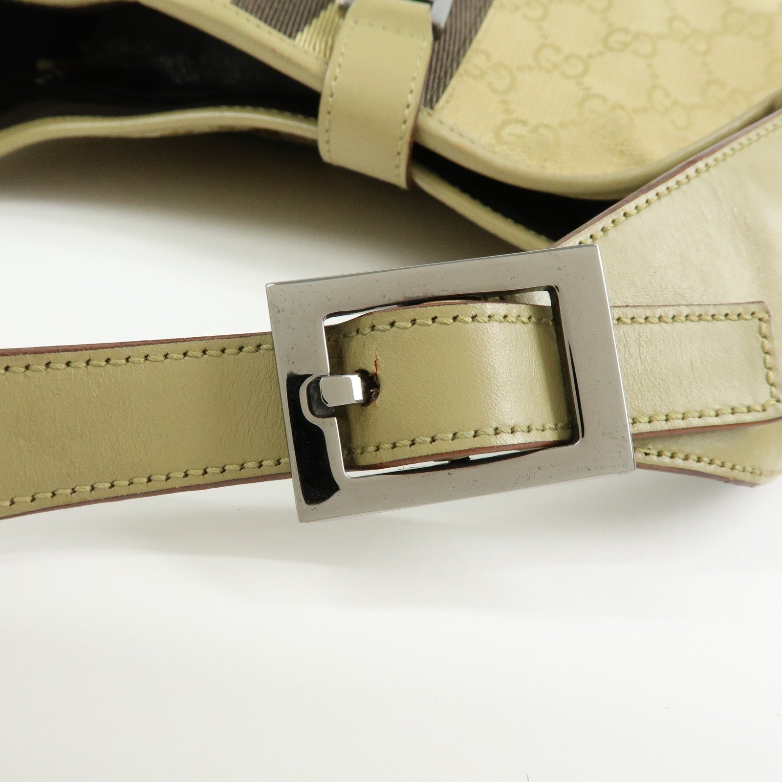 GUCCI Jackie Sherry GG Canvas Leather Shoulder Bag Khaki 00963