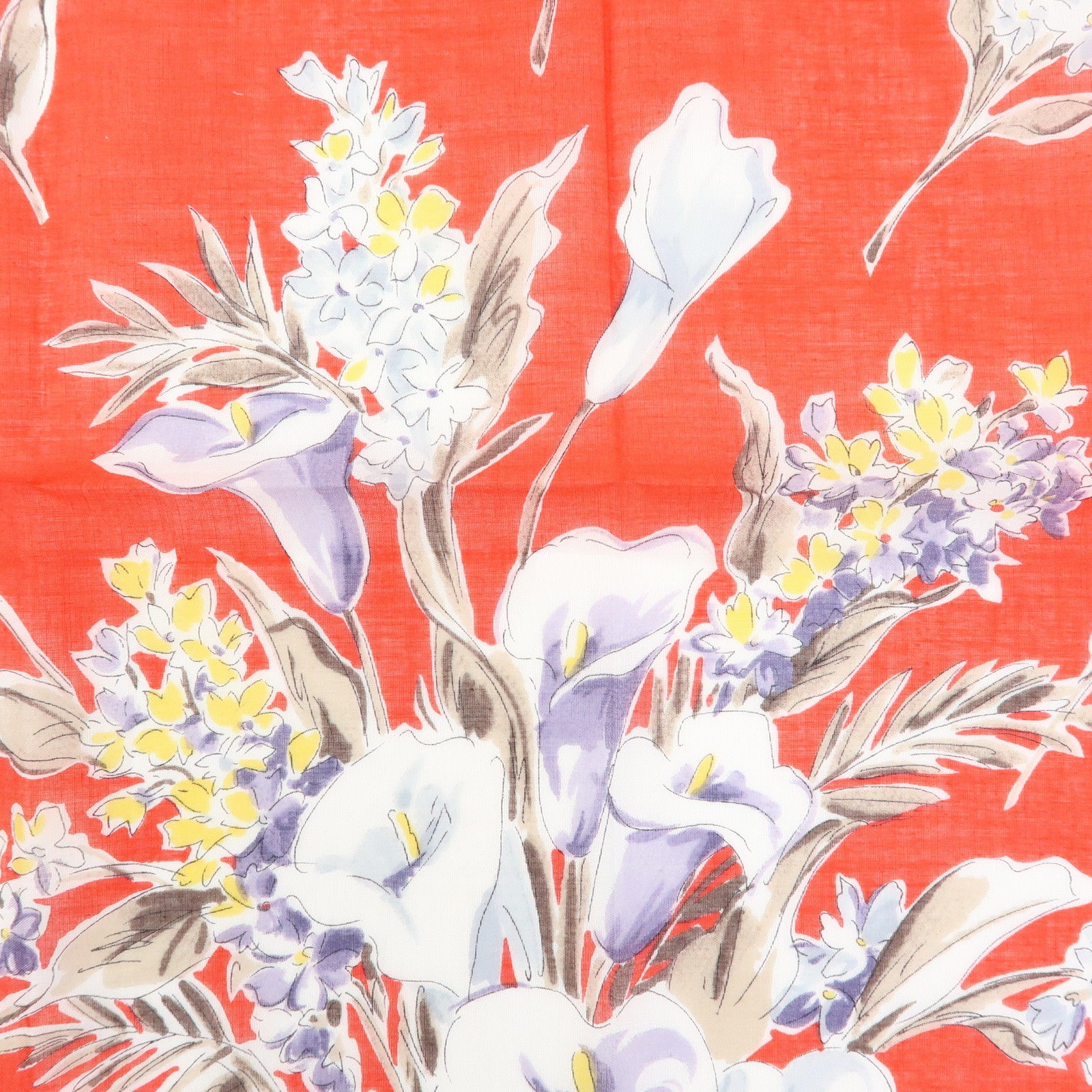 Christian Dior Set of 2 Cotton 100% Scarf Flower Print Red