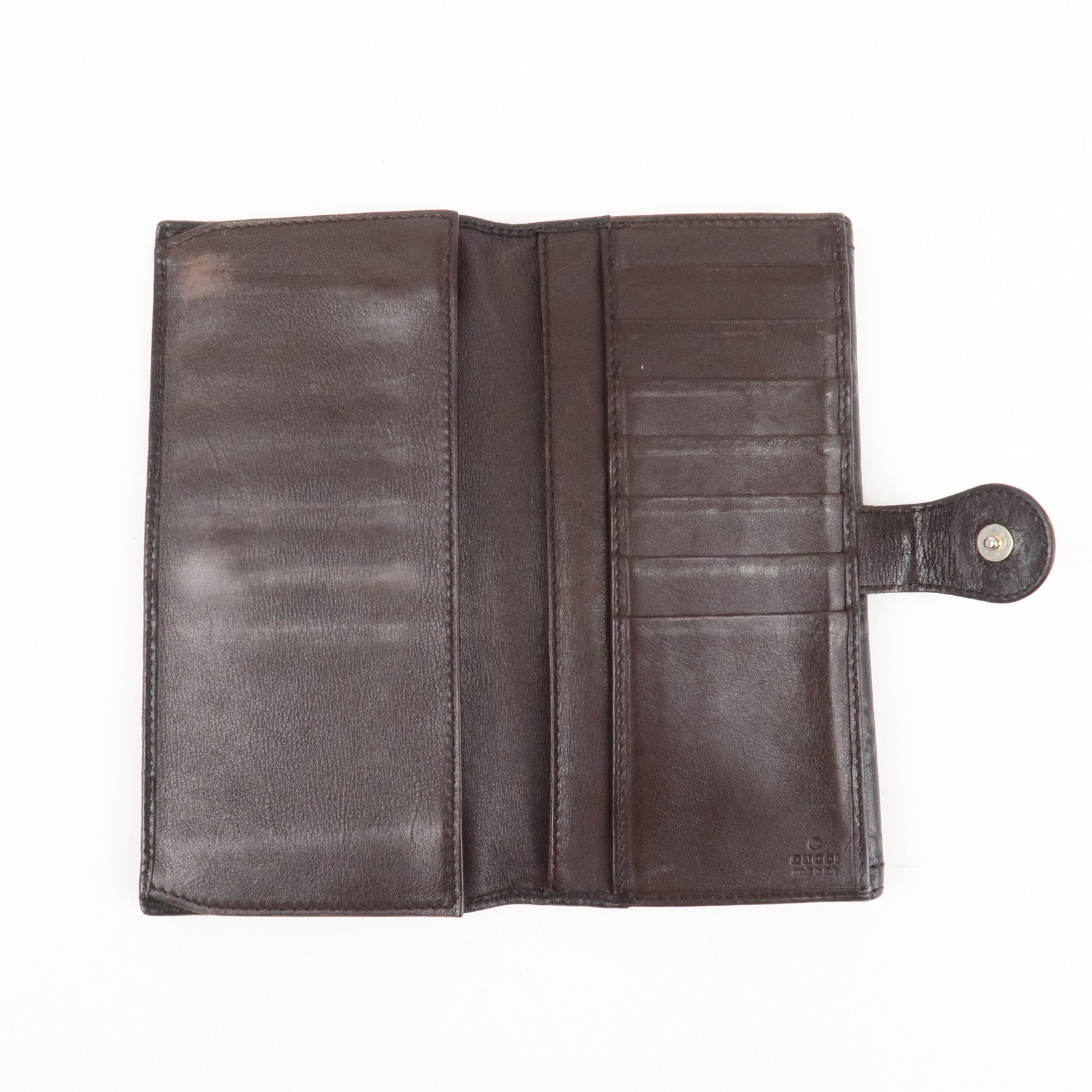 GUCCI Set of 3 Leather Long Wallet Round Zippy Wallet Bi-fold Wallet Dark Brown Pink Used