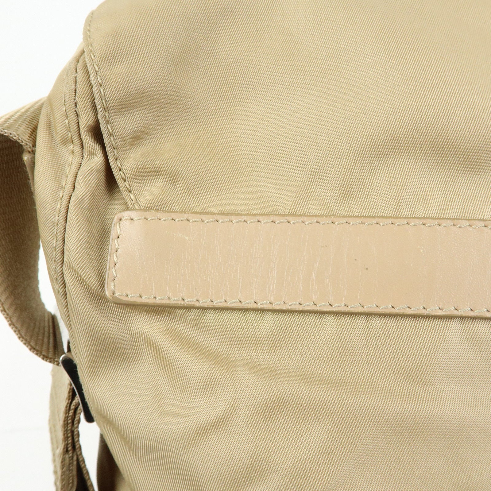 PRADA Triangle Logo Nylon Shoulder Bag Crossbody Bag Beige 1BD953