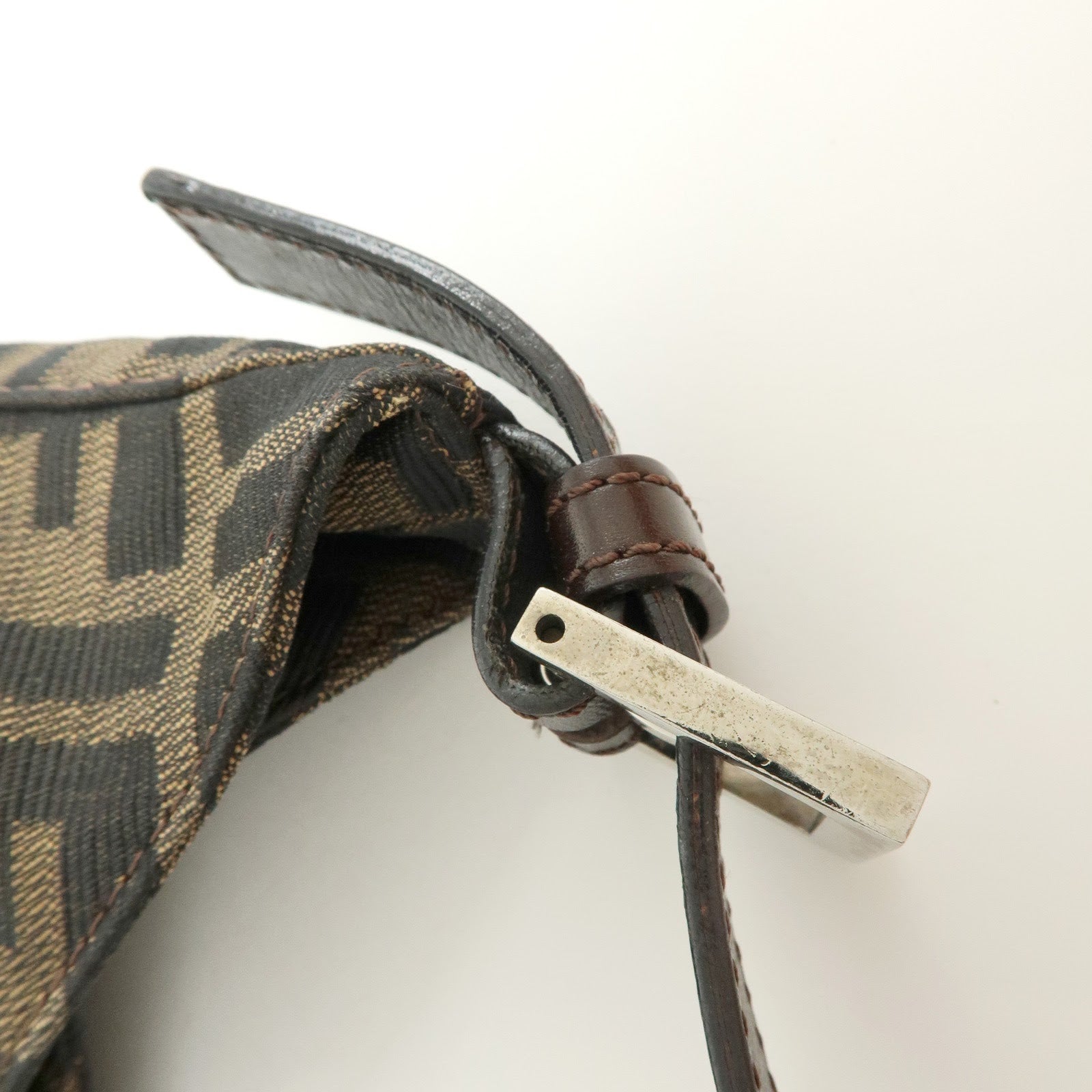 FENDI Zucca Canvas Shoulder Bag Hand Bag Brown Black 265690