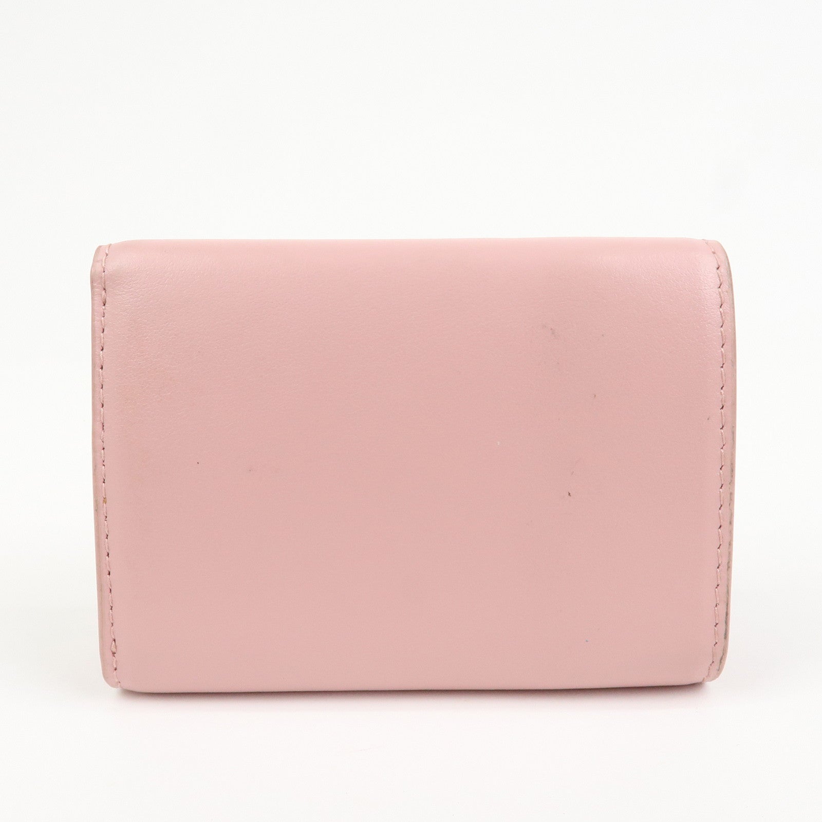 MIU MIU Logo Ribbon Tri-fold Wallet Compact Wallet Pink 5MH020