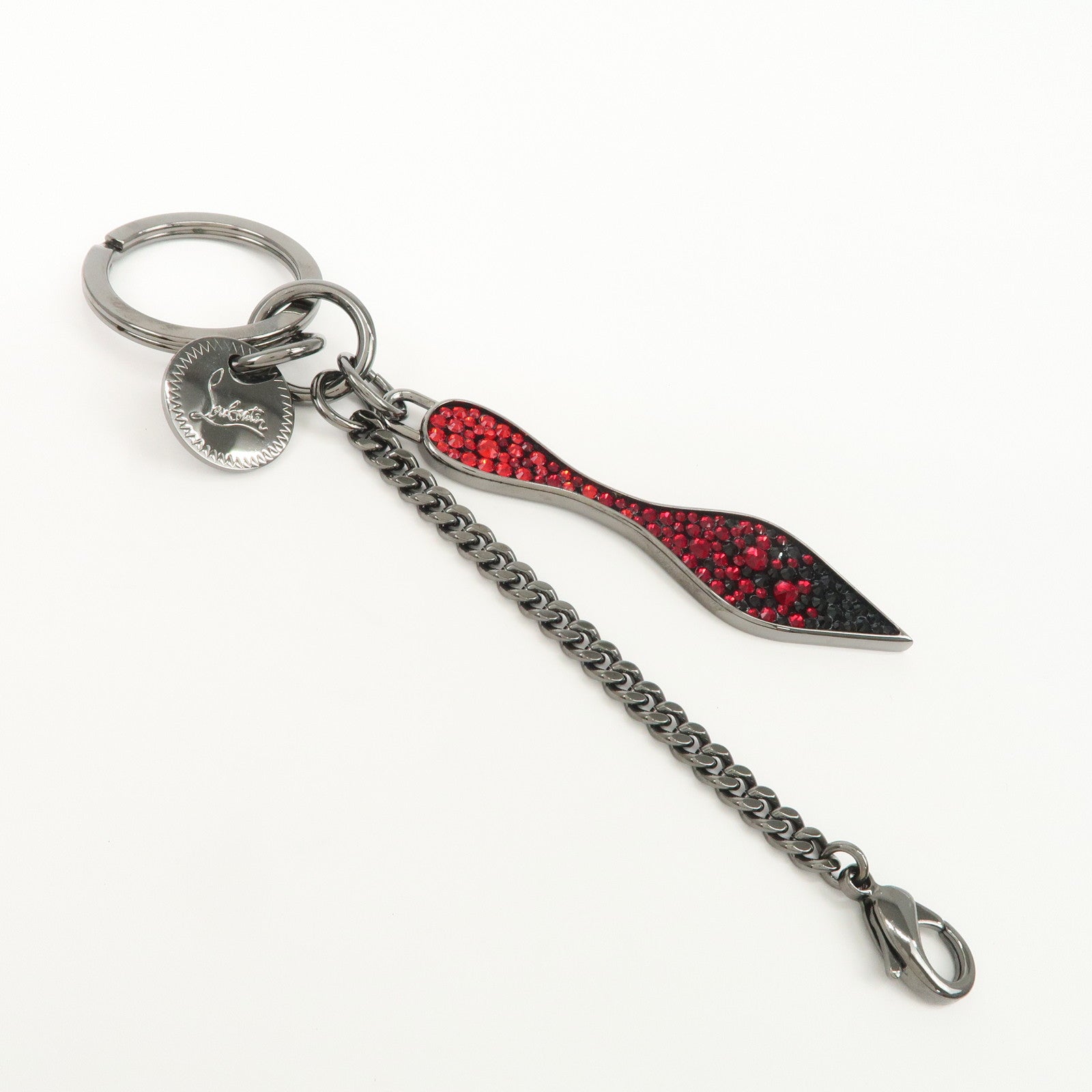 Christian Louboutin Metal Plastic Bag Charm Key Ring Red
