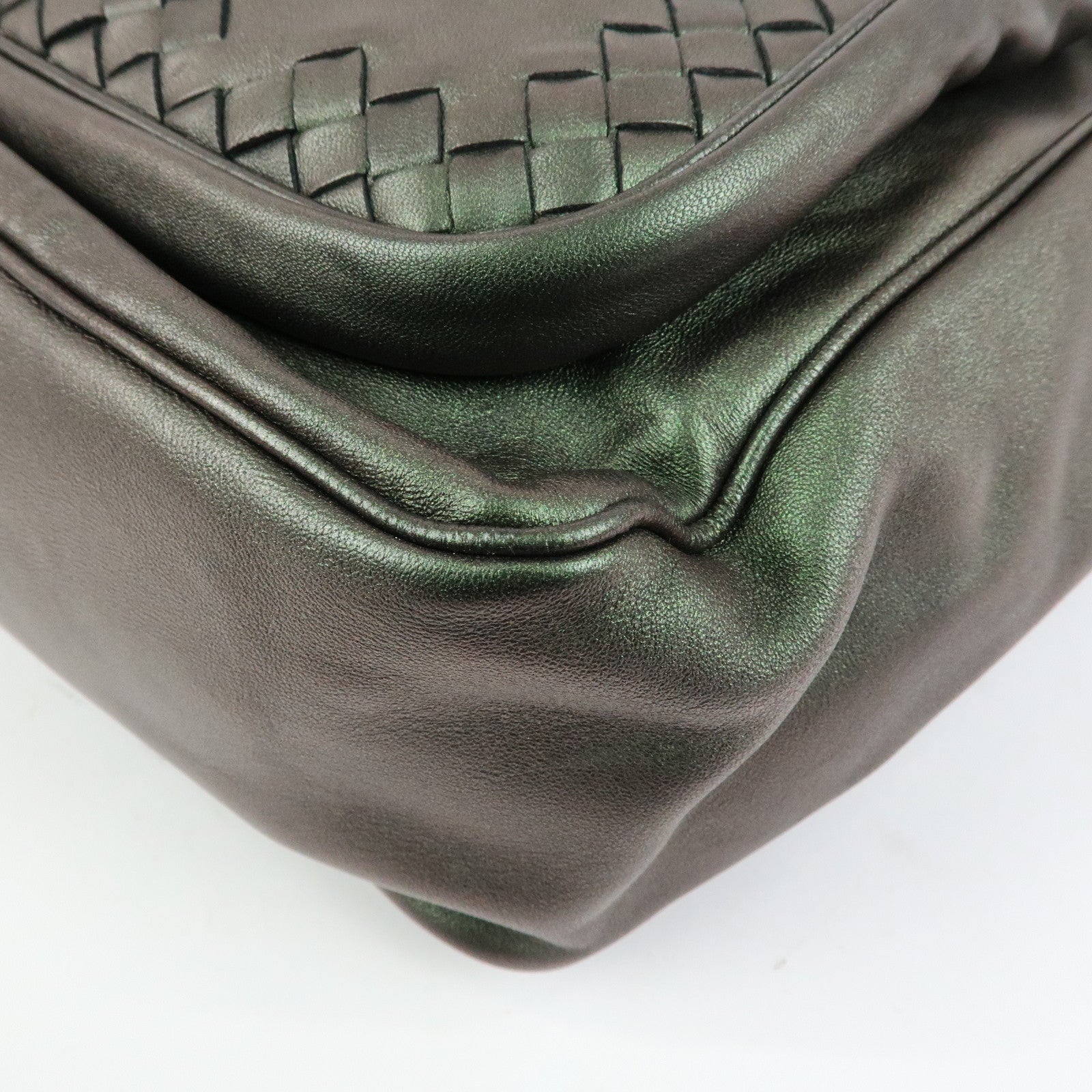 BOTTEGA VENETA Intrecciato Leather Tote Bag Hand Bag Metalic Green