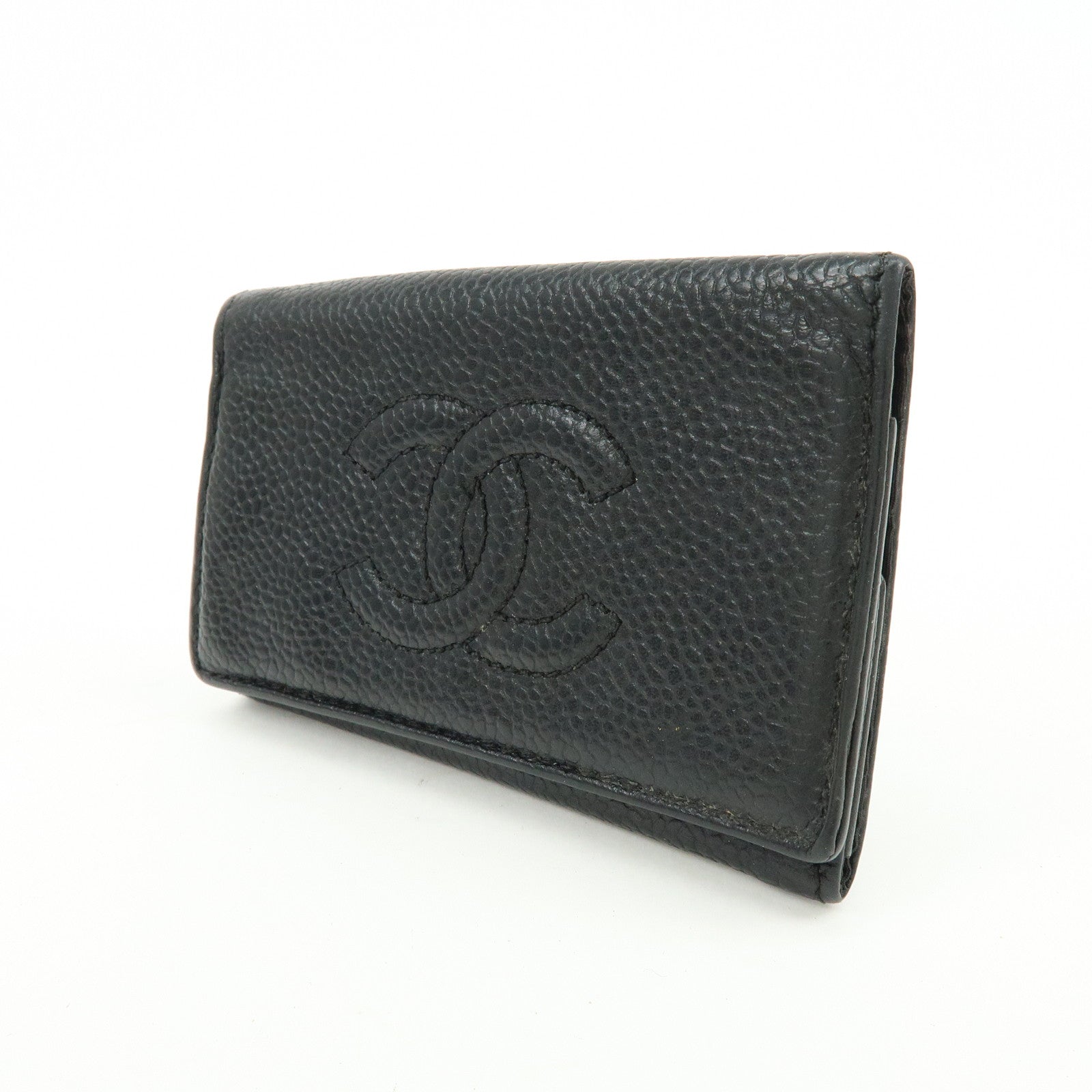 CHANEL COCO Mark Caviarskin 6Rings Key Case Key Holder Black A13502
