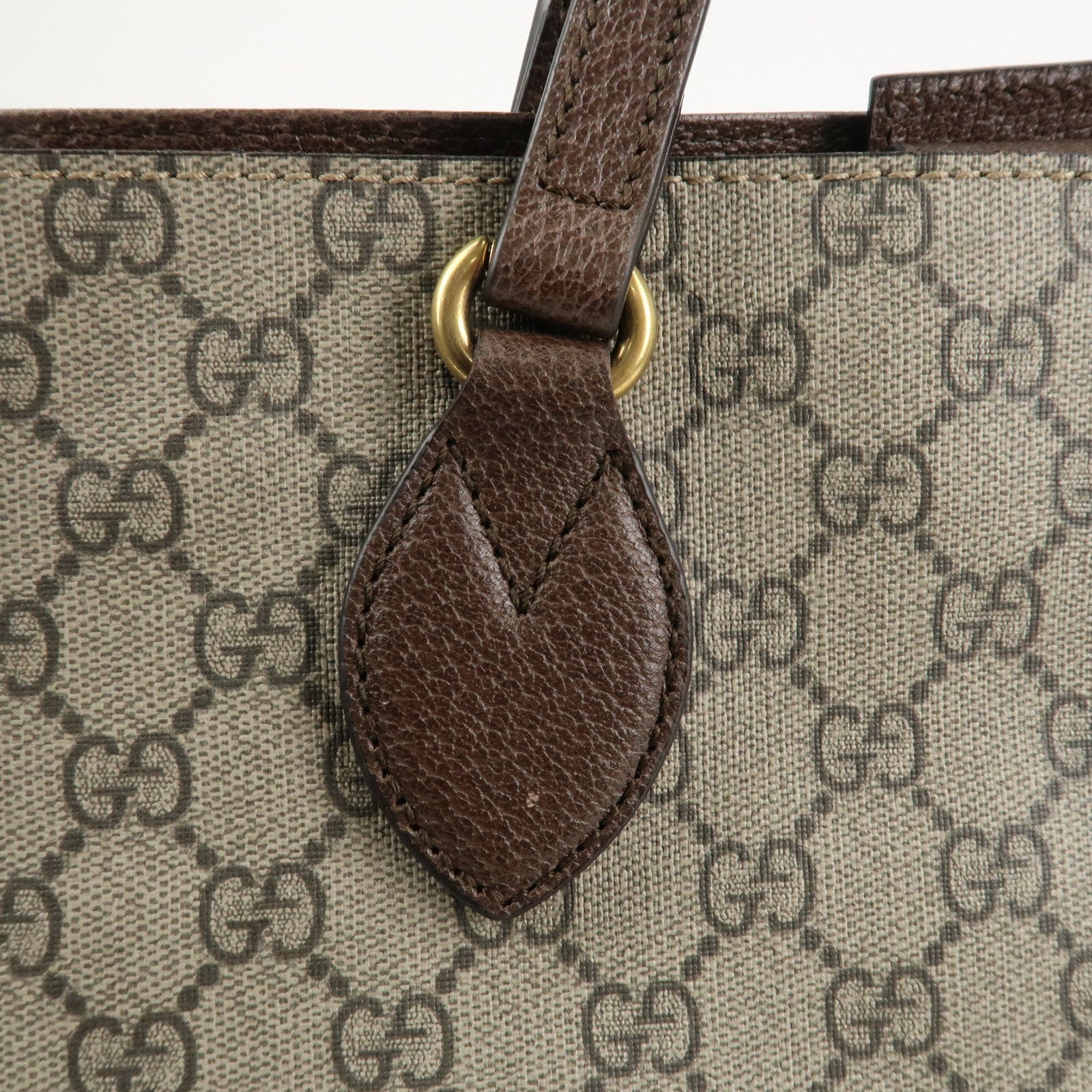 GUCCI GG Supreme Canvas Leather 2WAY Tote Bag Beige Brown 474085 Used