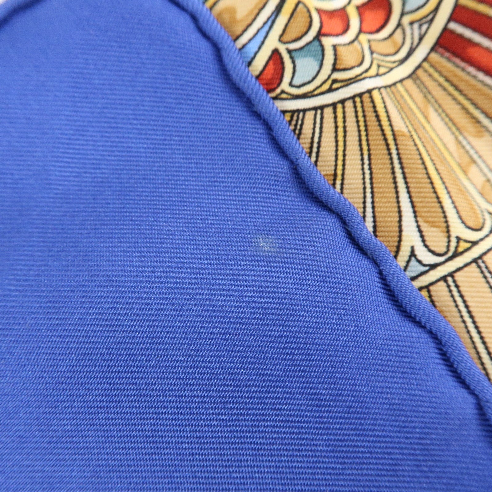 HERMES Carre 90 Silk100% Caty Ancient Egypt Scarab Scarf Blue White