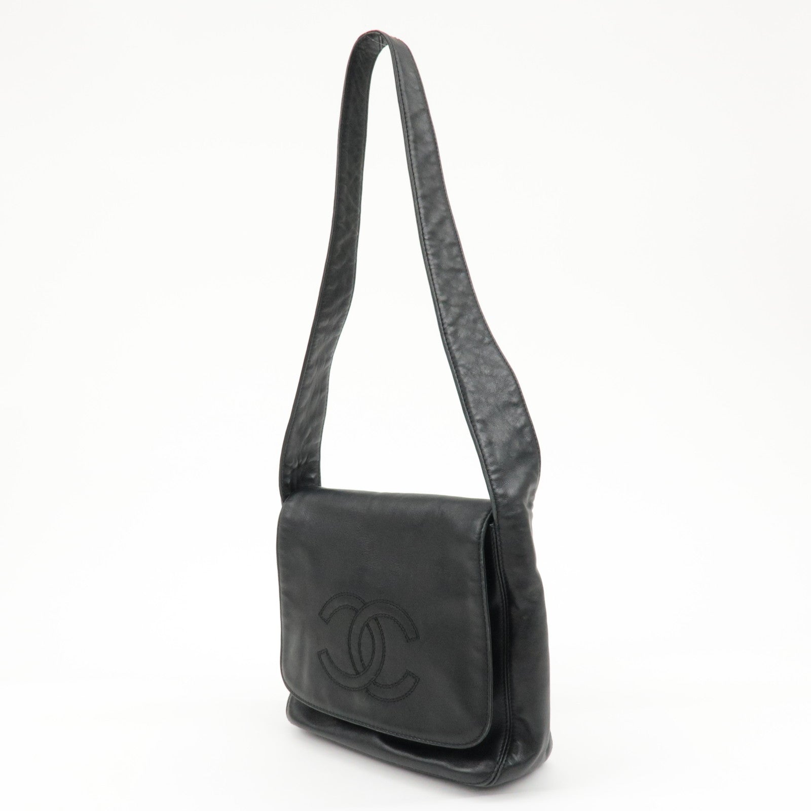CHANEL COCO Mark Lamb Skin Shoulder Bag Crossbody Bag Used