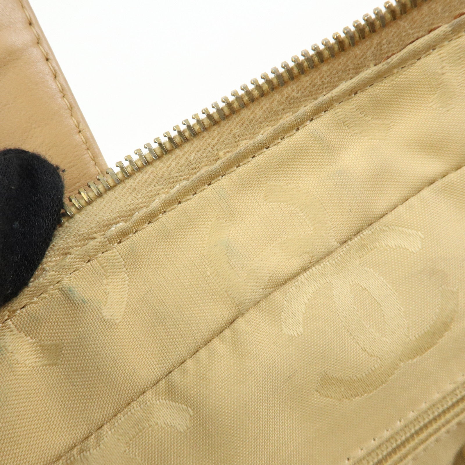 CHANEL Wild Stitch Calf Leather Boston Bag Hand Bag Beige