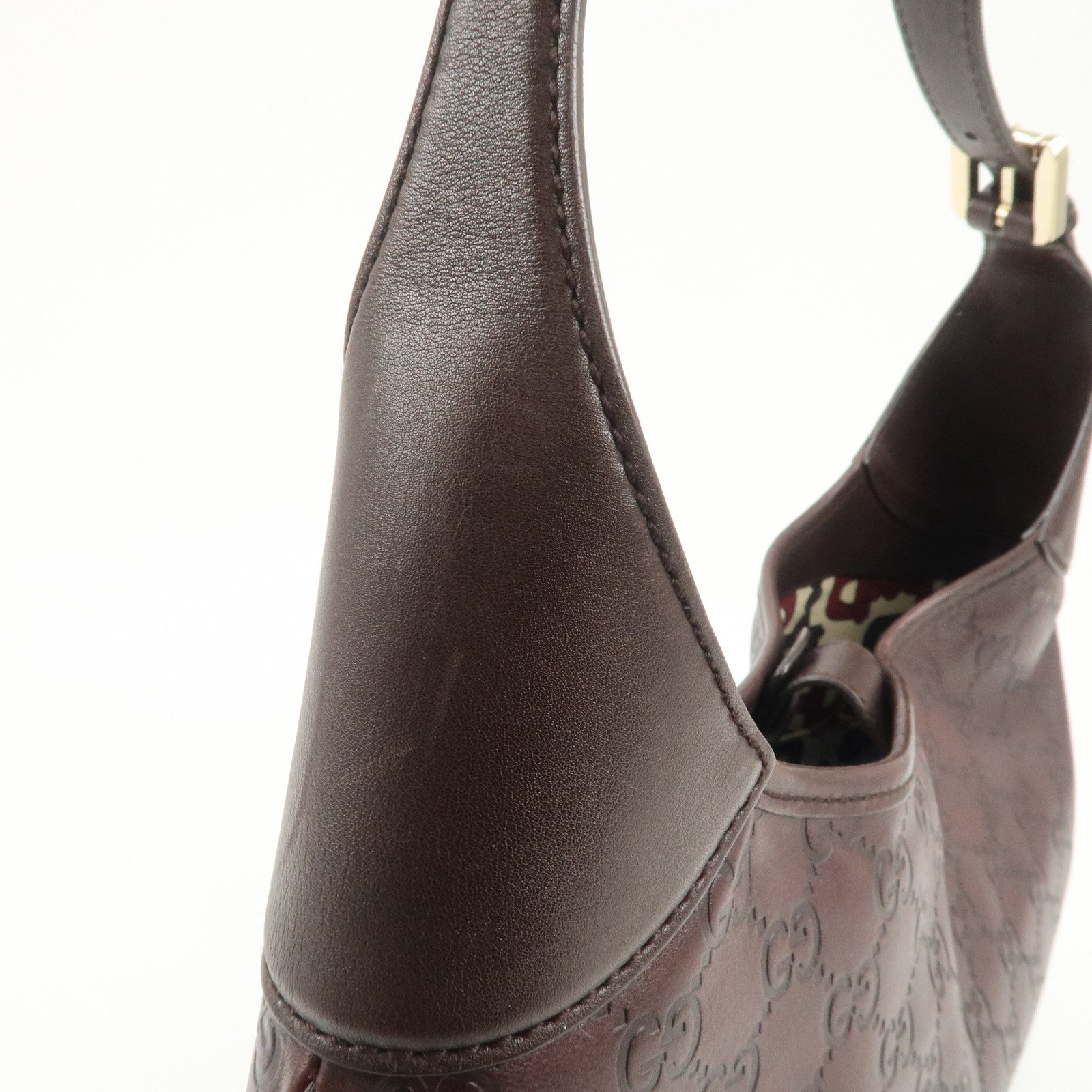 GUCCI Guccissima Leather Shoulder Bag Hand Bag Dark Brown 145781 Used