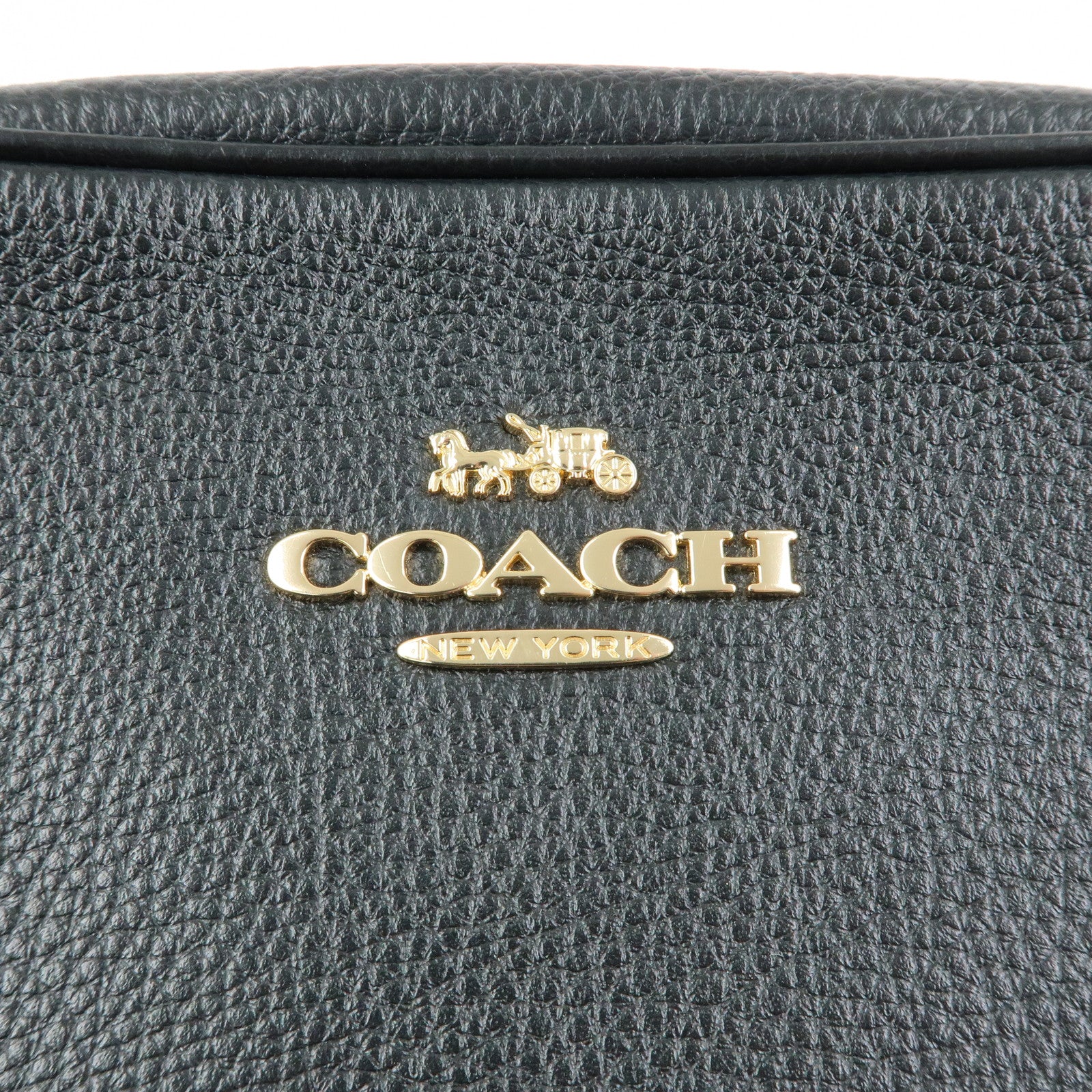 COACH Logo Leather Shoulder Crossbody Bag Black