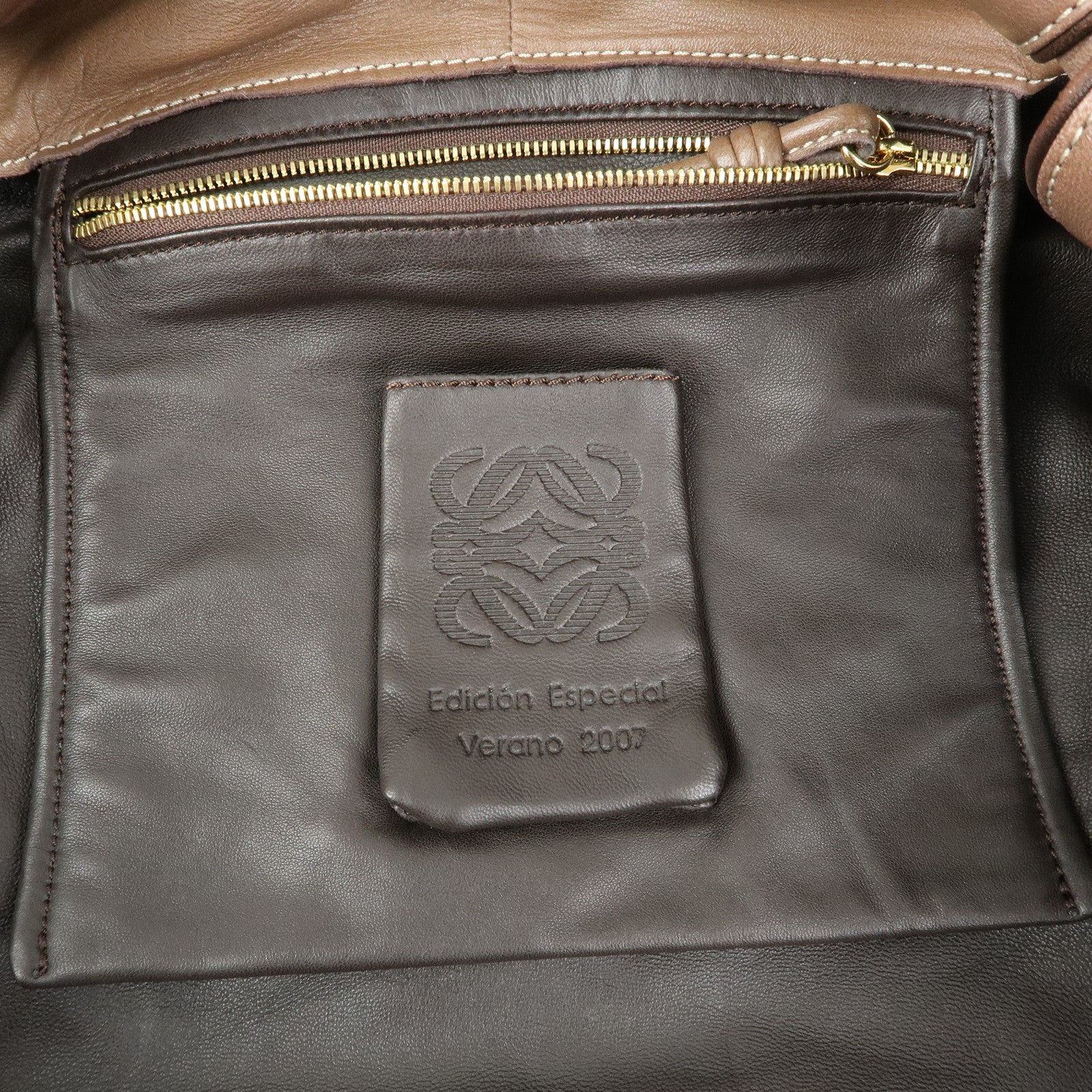 LOEWE Anagram Nappa Aire Leather Hand Bag Tote Bag Brown