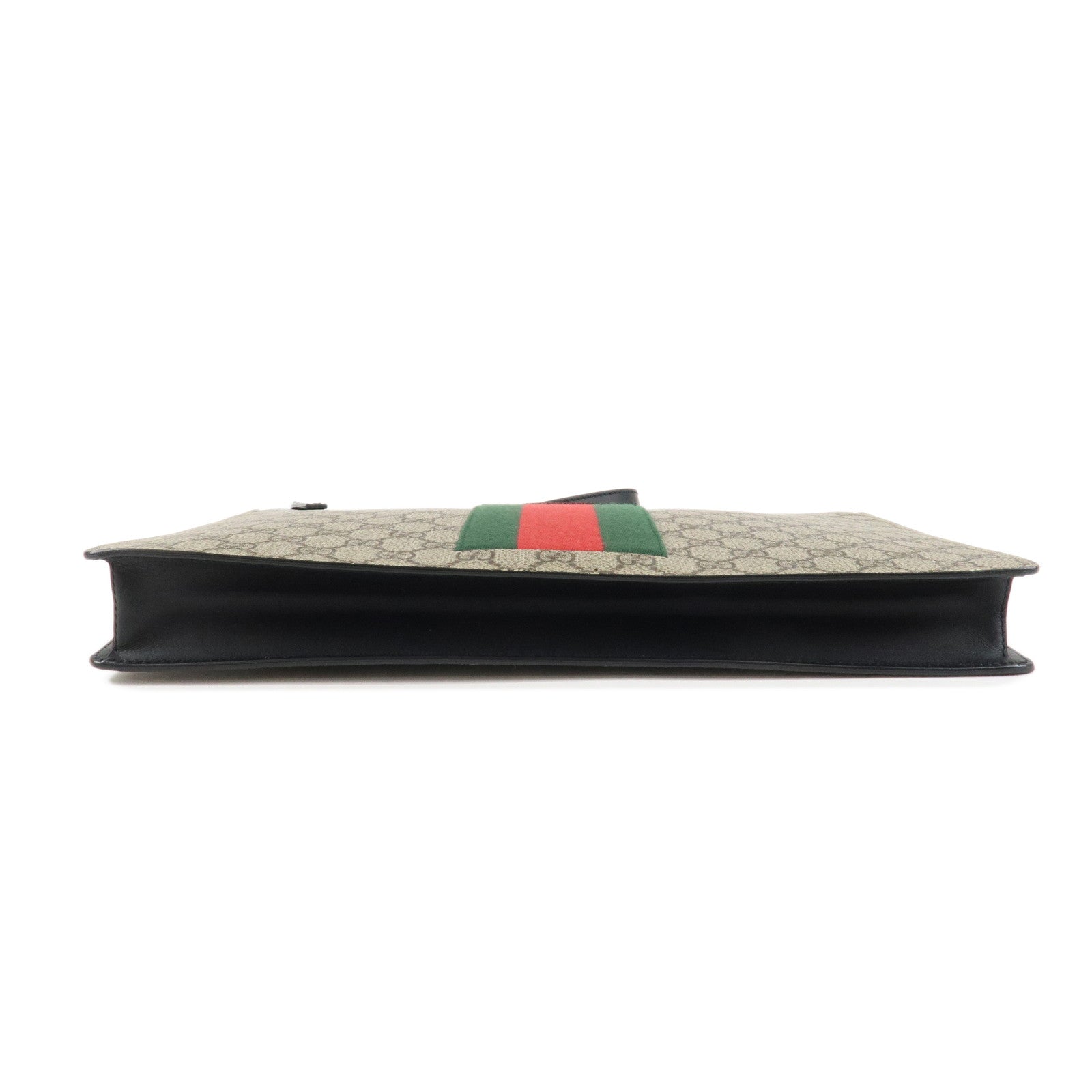 GUCCI Sherry GG Supreme Leather Clutch Bag Beige Black 433665 Used