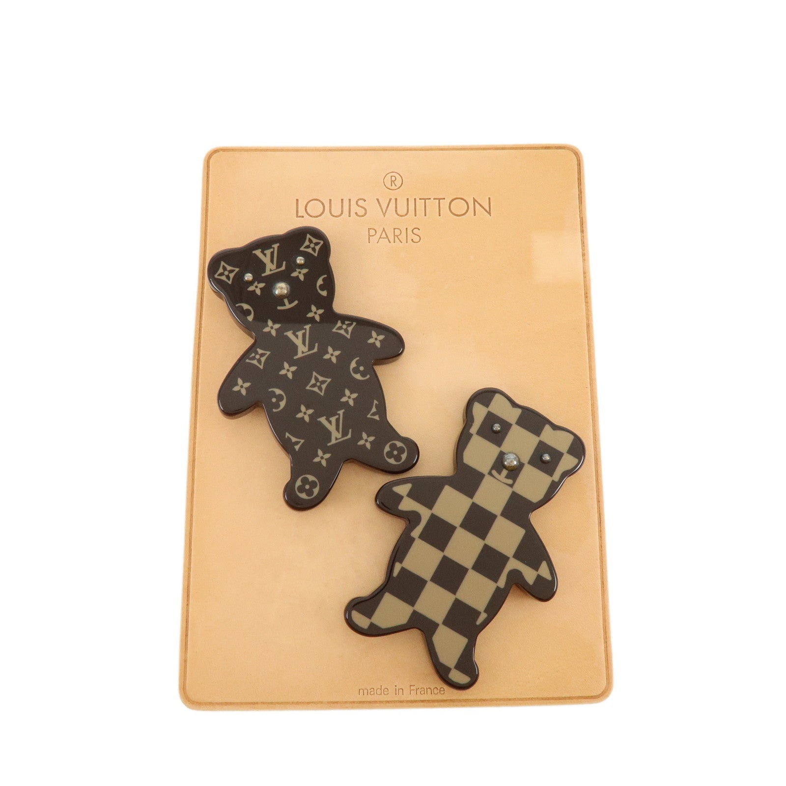 Louis Vuitton Monogram Damier Plastic Brooch Teddy Bear M64939