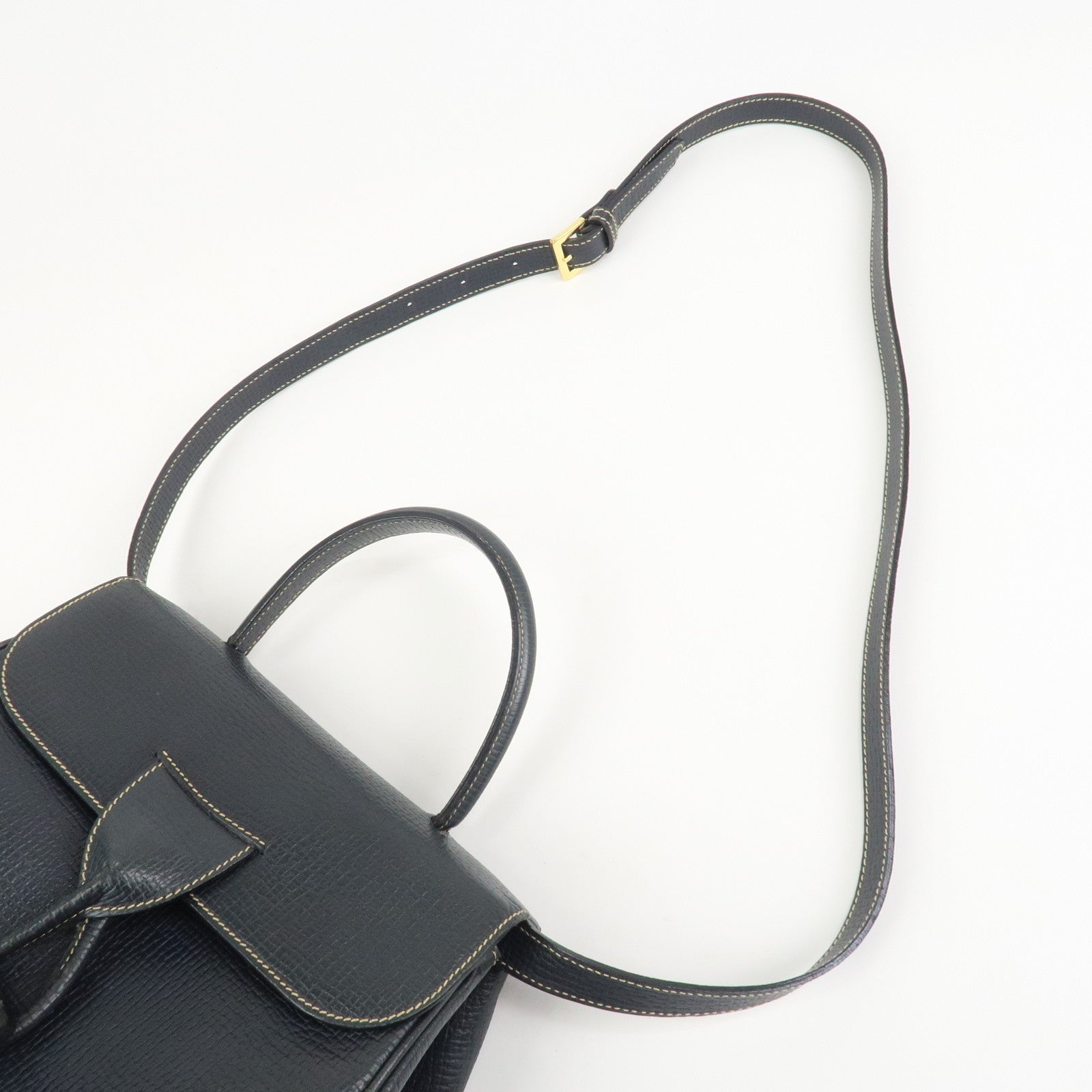 LOEWE Leather 2Way Bag Hand Bag Shoulder Bag Dark Navy