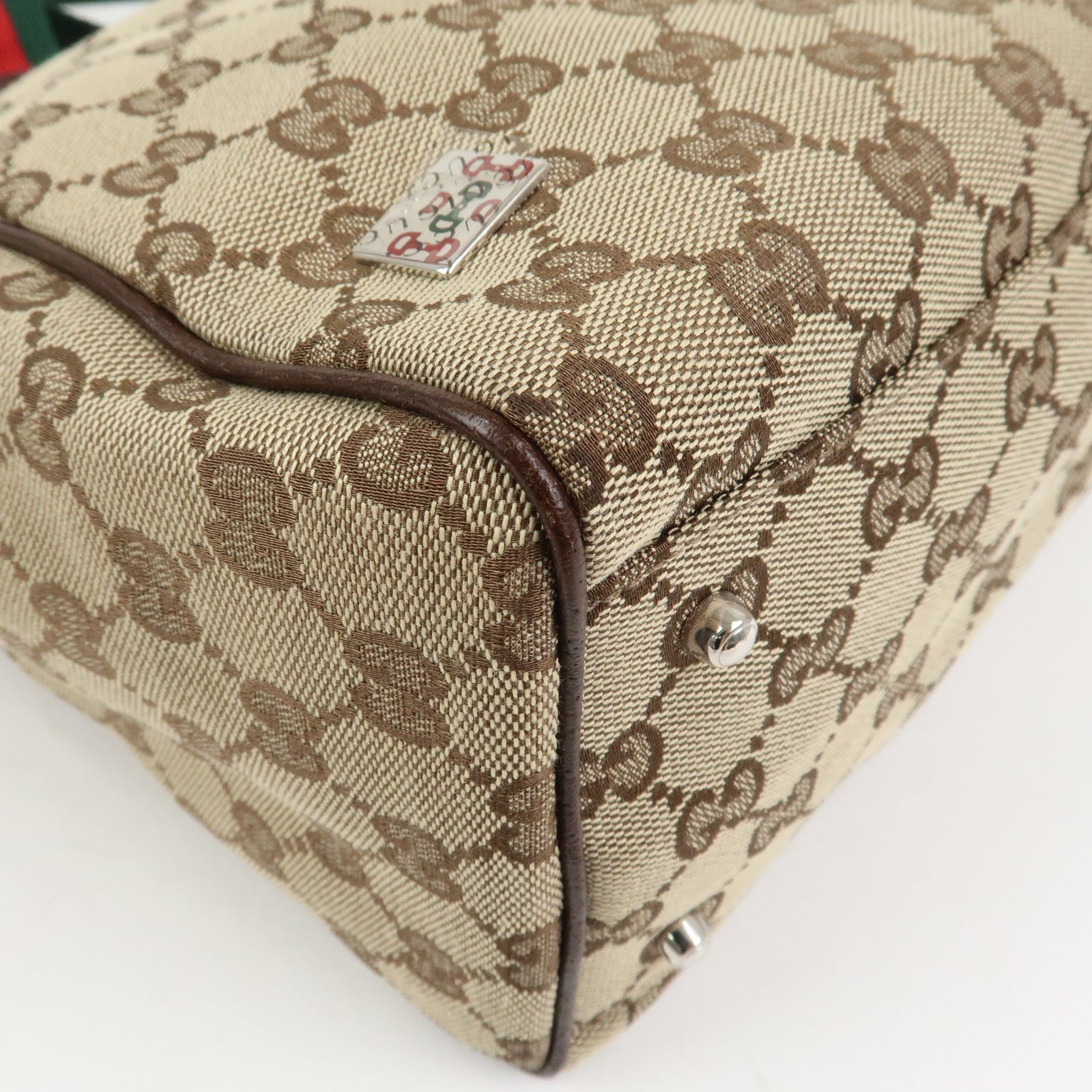 GUCCI Sherry GG Canvas Leather Tote Bag Shoulder Bag Brown 145758