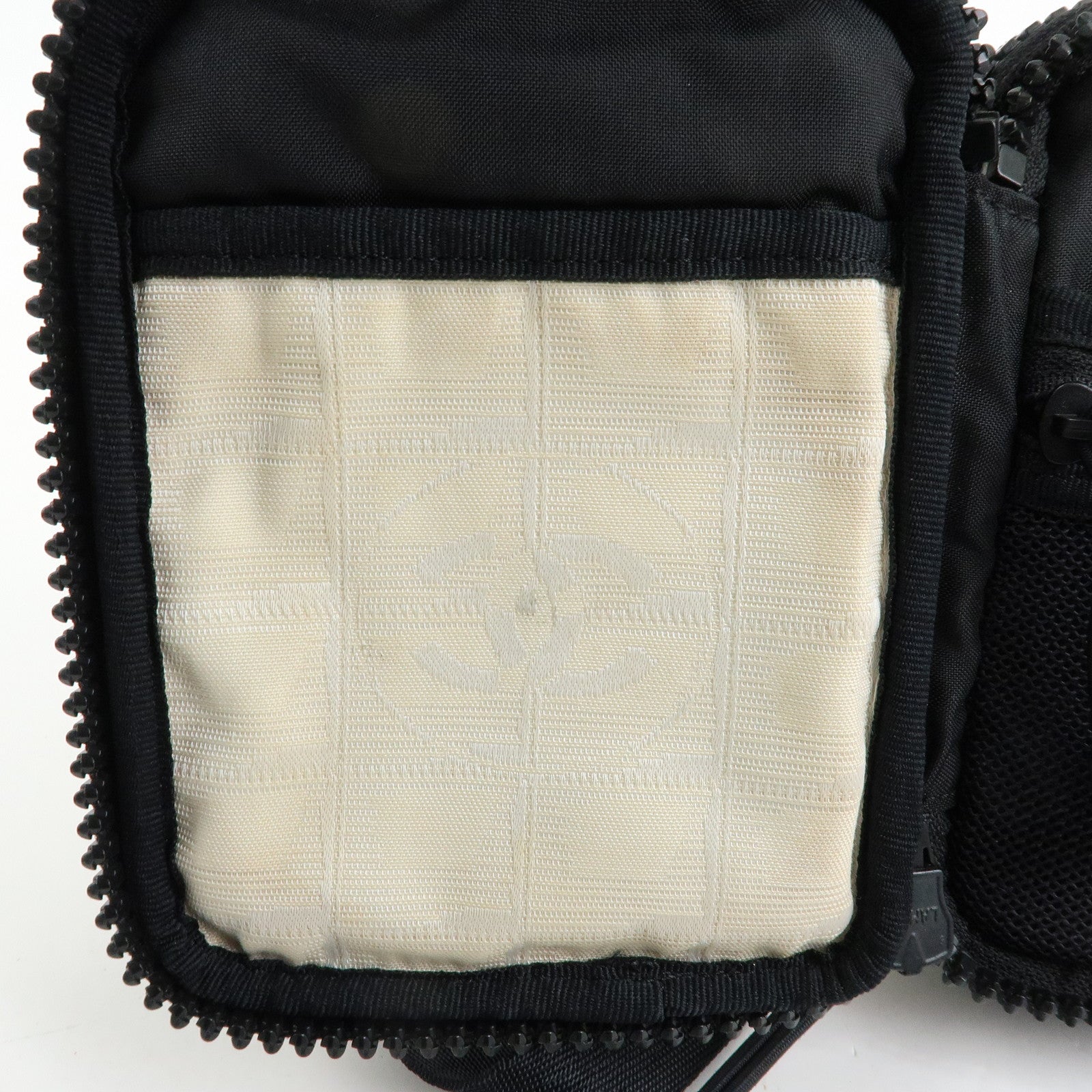 CHANEL New Travel Line Nylon Jacquard Shoulder Bag Beige Black
