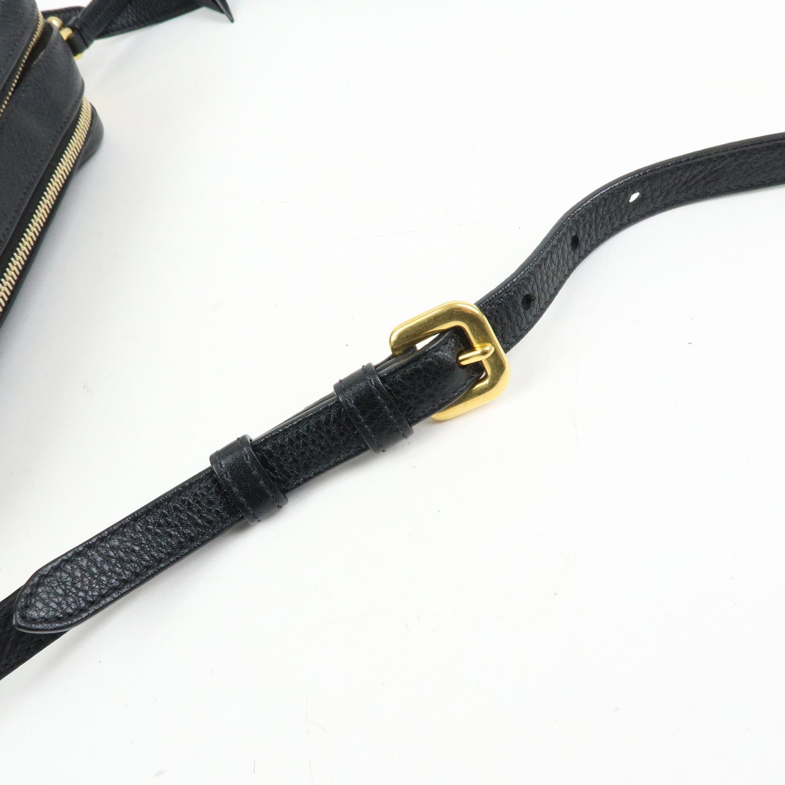 PRADA Logo Leather Shoulder Crossbody Bag Black 1BH079