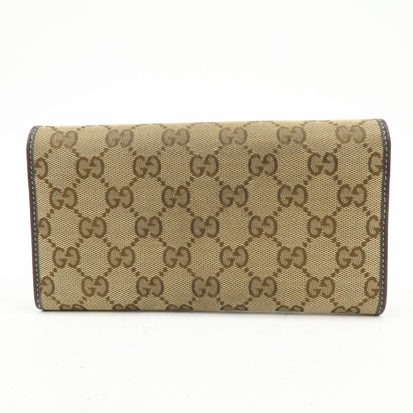 GUCCI Lovely Heart GG Canvas Leather Long Wallet Brown 251861