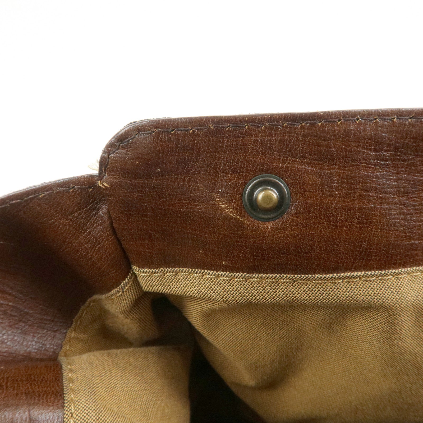 FENDI Etnico Zucca Canvas Leather Shoulder Bag Brown Black 8BN157