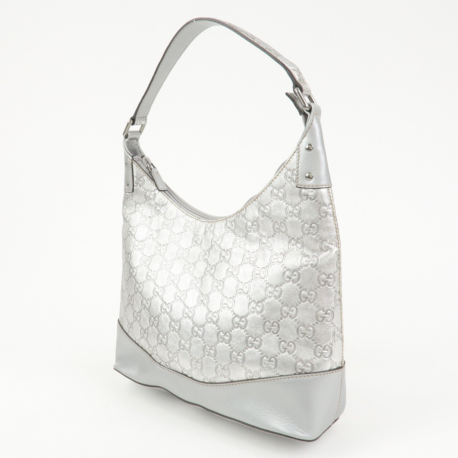 GUCCI Guccissima Leather Shoulder Bag Hand Bag Silver 239379