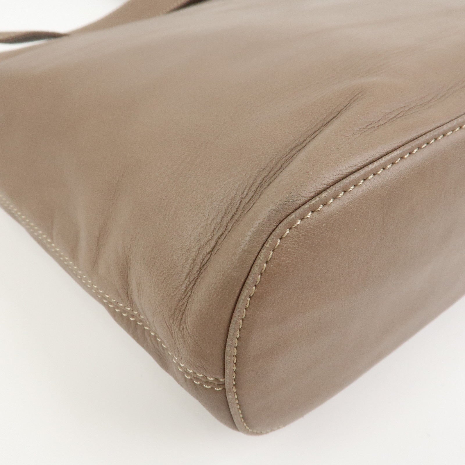 CELINE Logo Leather Shoulder Bag Crossbody Bag Greige
