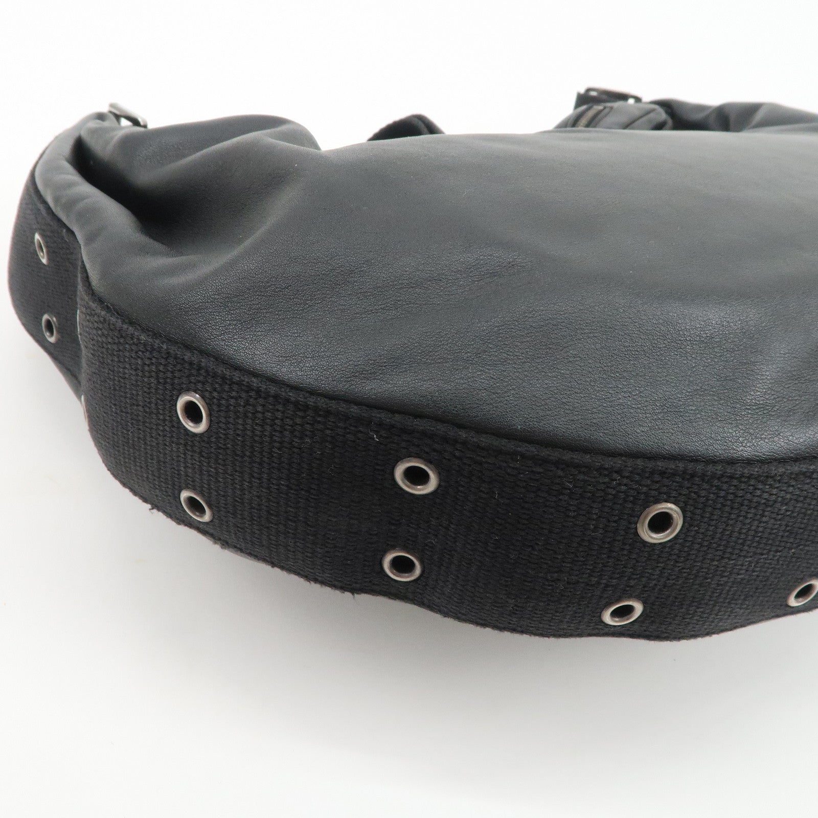 Christian Dior Street Chic Leather Shoulder Bag Black Silver HDW