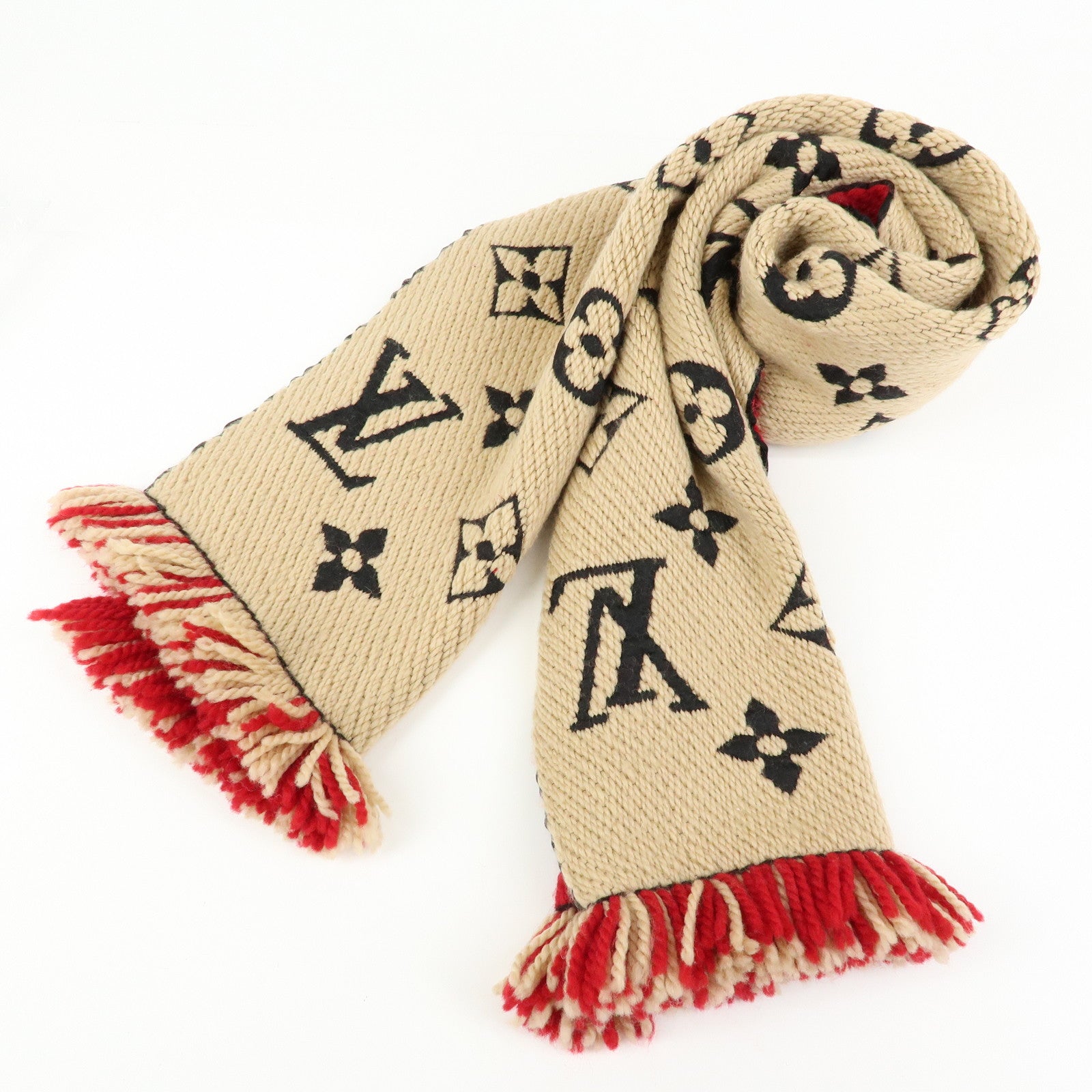 Louis Vuitton Monogram Echarpe Logomania Scarf Beige Red M73886