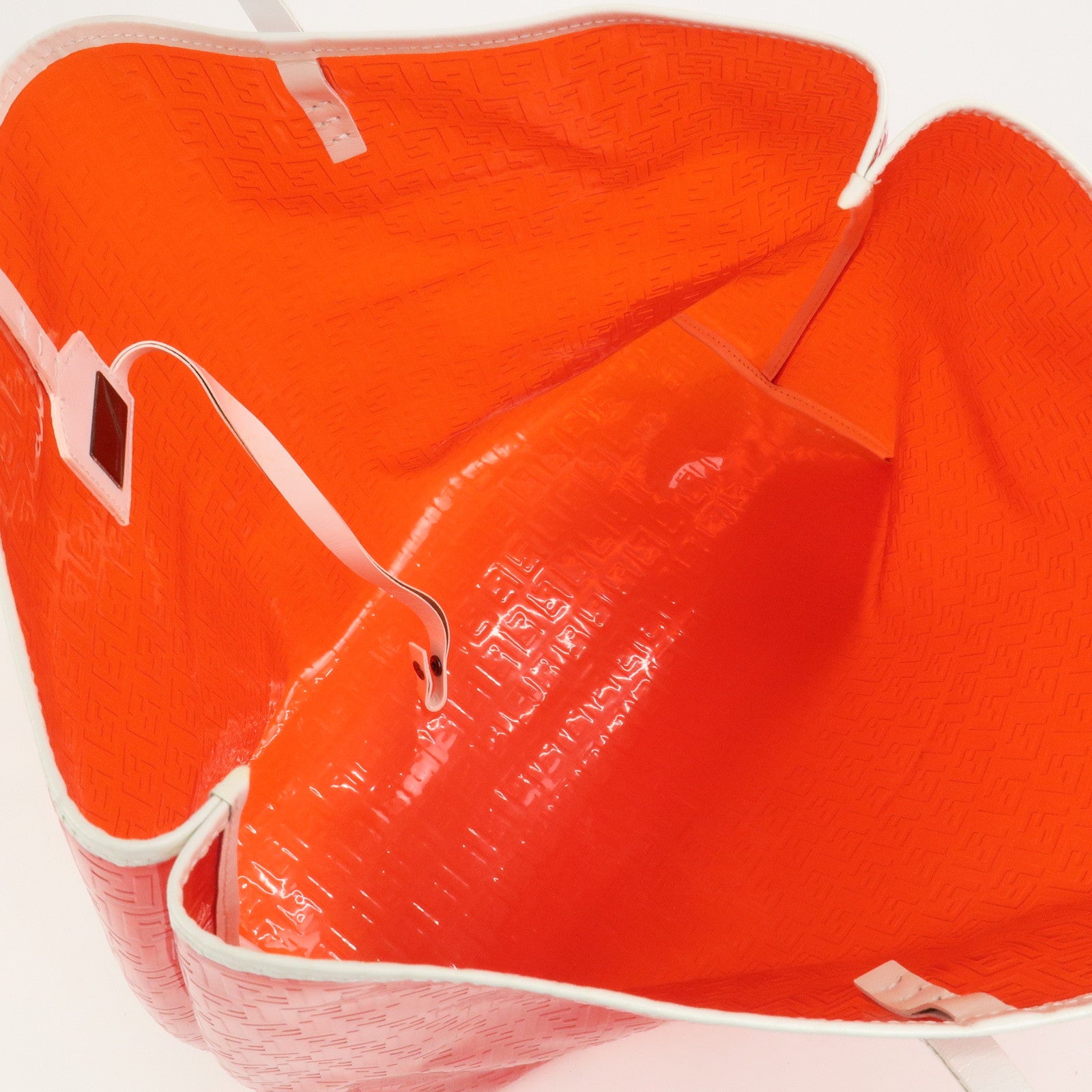 FENDI Zucchino Plastic Leather Tote Bag Shoulder Bag Orange 8BH005