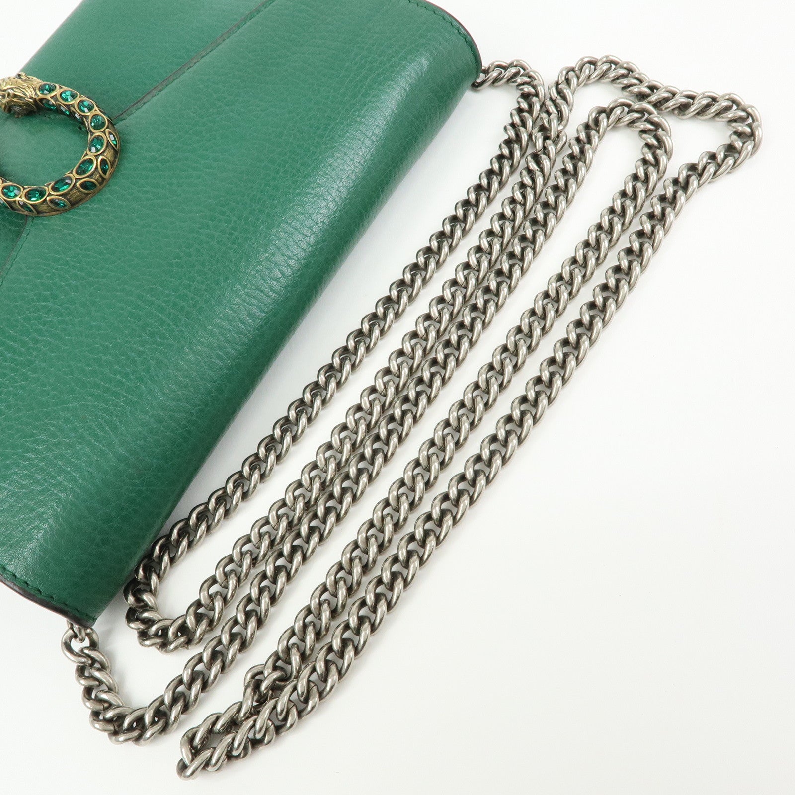 GUCCI Dionysus Leather Chain Wallet Shoulder Bag Green 401231