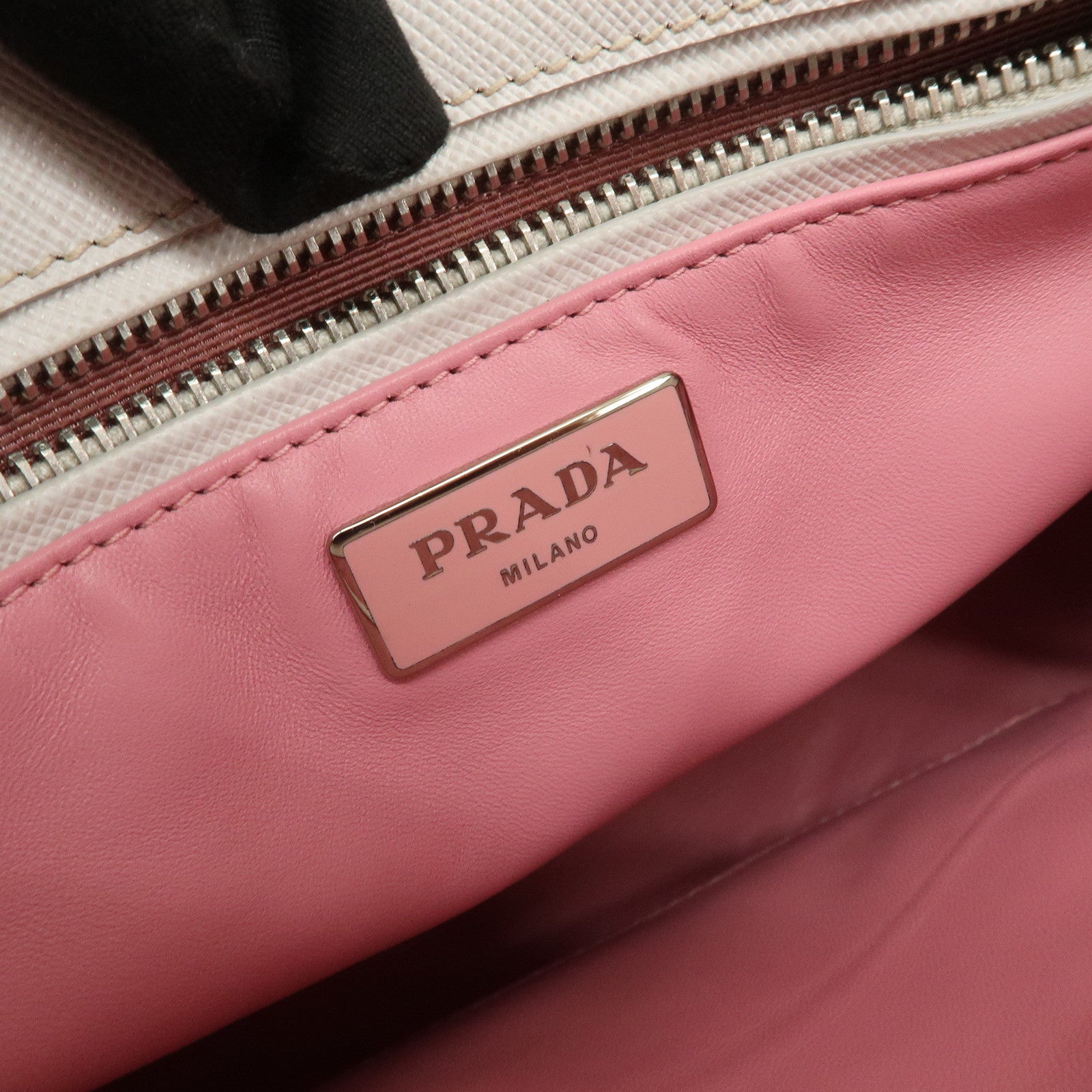 PRADA CITY CALF Triangle Logo Saffiano Leather 2Way Bag Pink B2863K