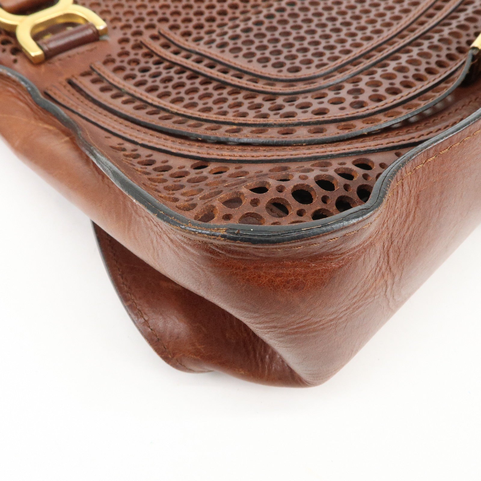 Chloe Marcie Leather 2WAY Bag Shoulder Bag Hand Bag Brown