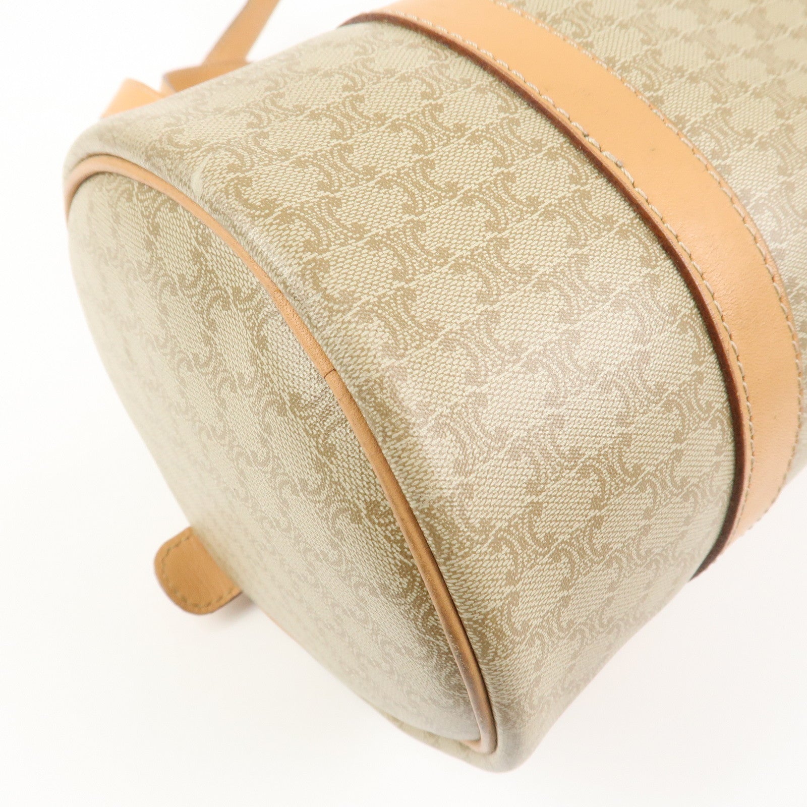 CELINE Macadam PVC Leather Shoulder Bag Hand Bag Beige