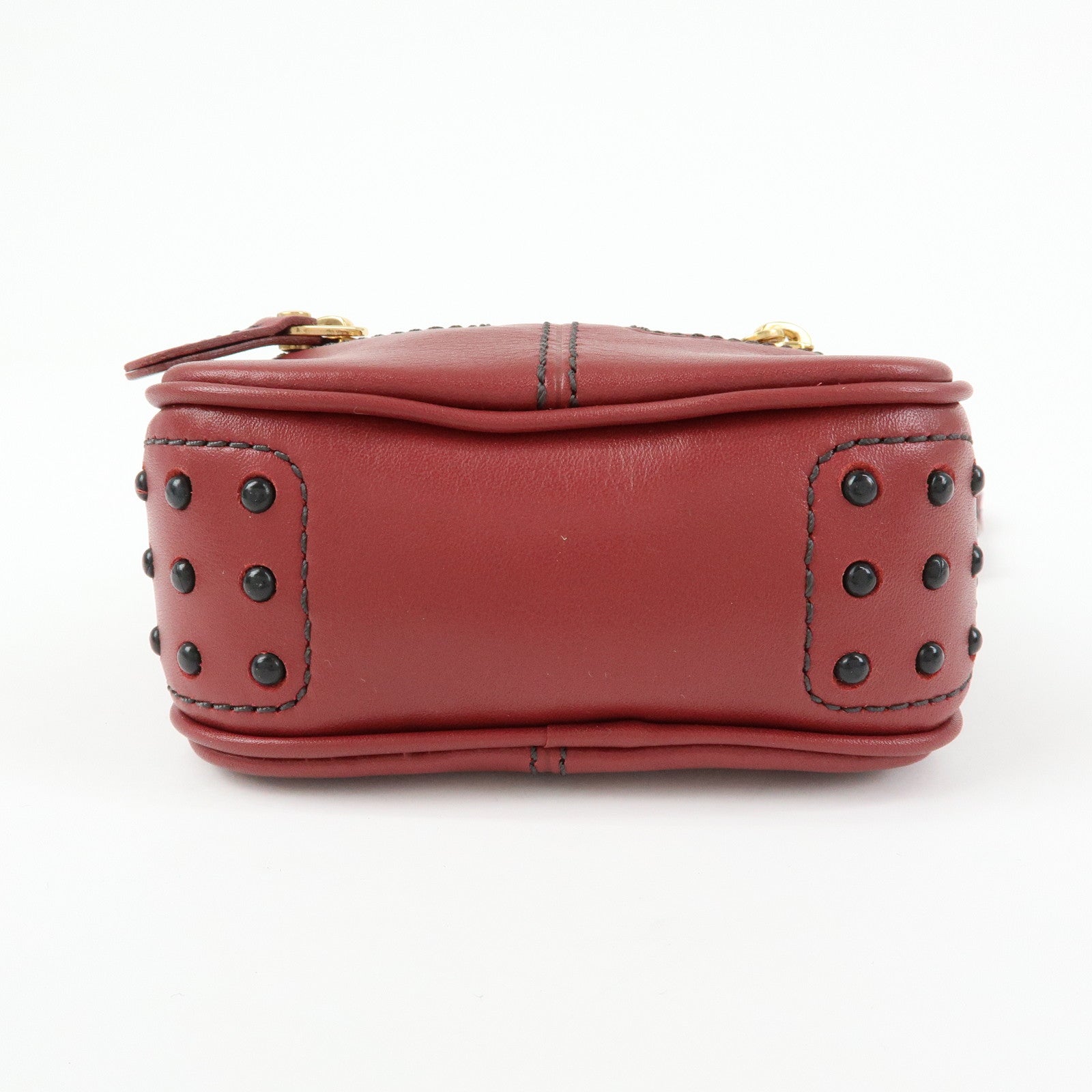 TOD’S Miky Leather Bag Charm Key Charm Key Holder Wine Red