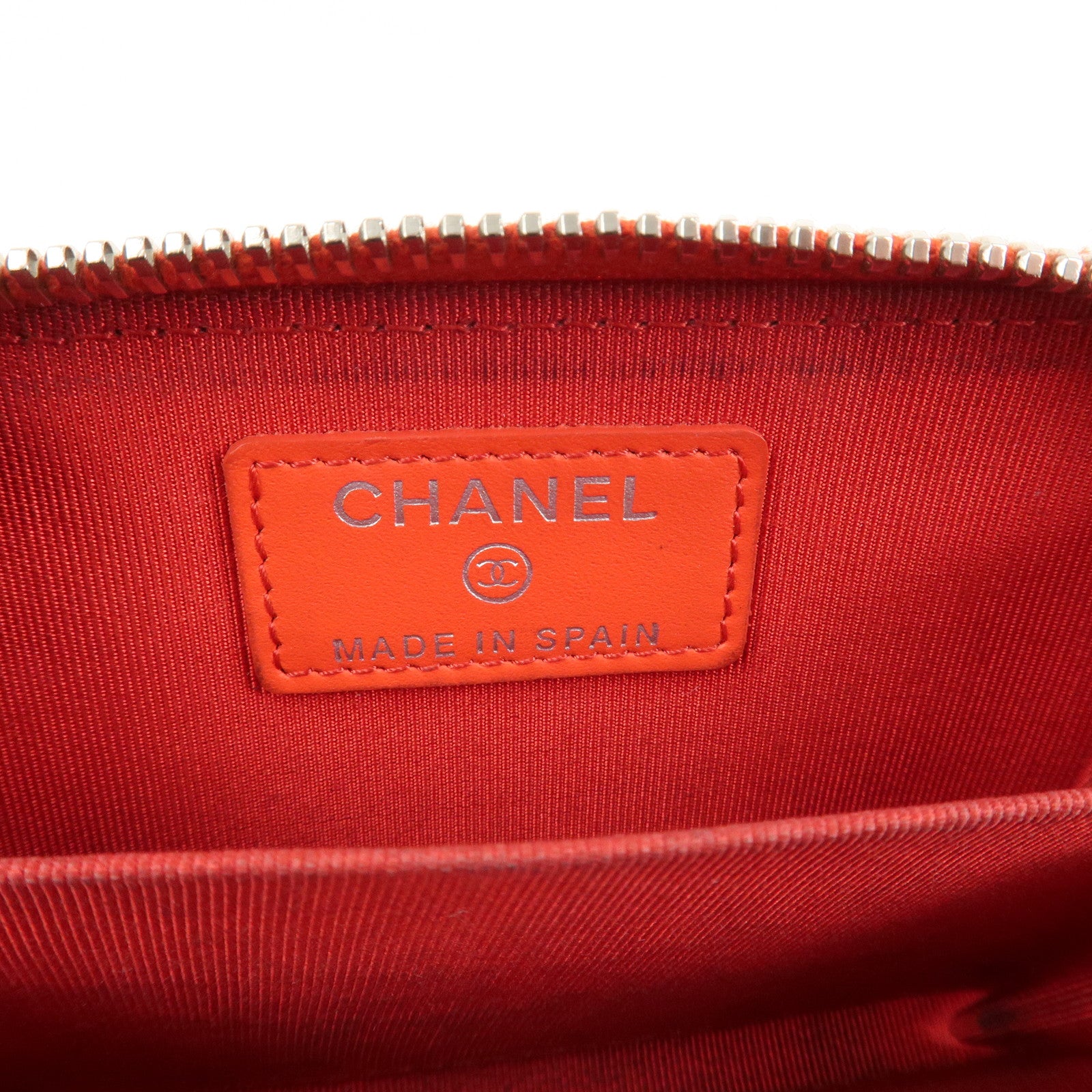 CHANEL Matelasse Patent Leather Card Case Coin Case Red