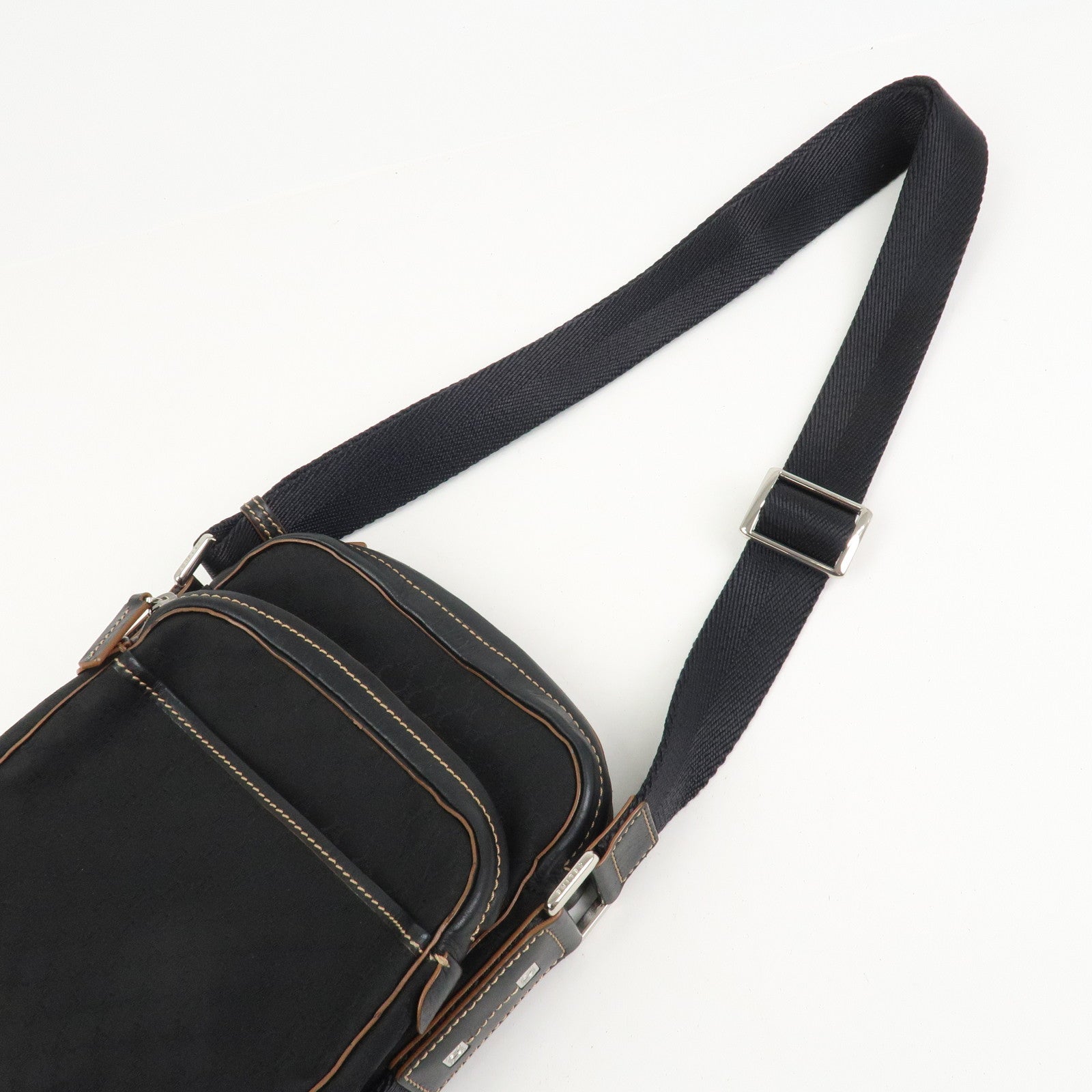 CELINE Macadam Canvas Leather Shoulder Bag Crossbody Bag Black