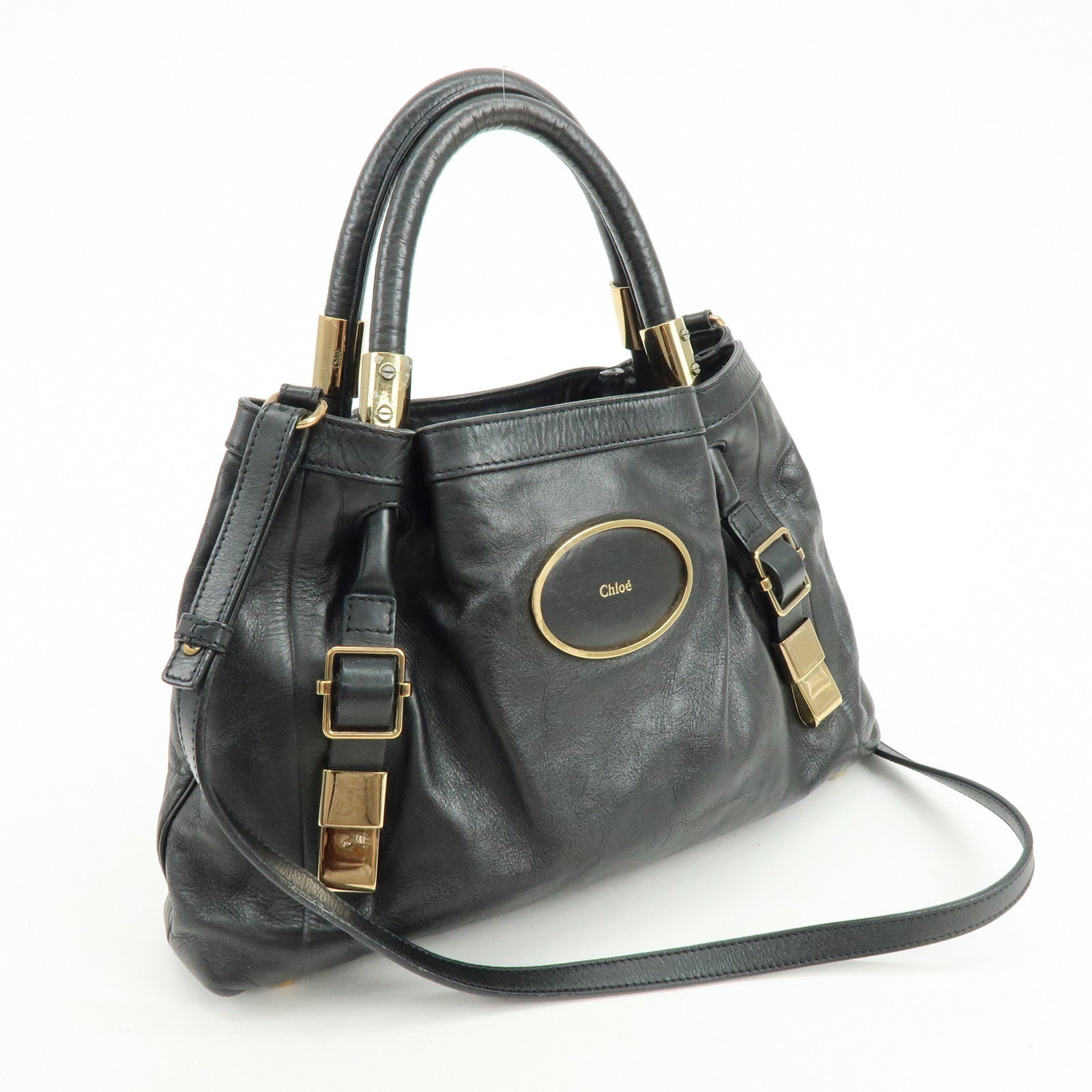 Chloe Victoria Leather 2Way Bag Shoulder Bag Black