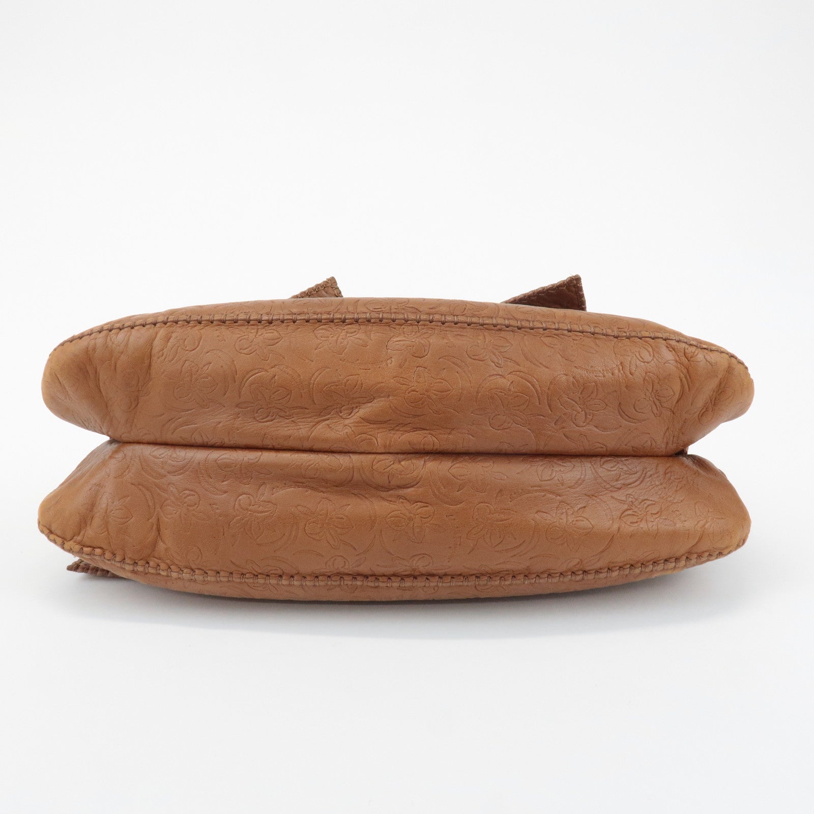 Ferragamo Ganchini Leather Shoulder Bag Hand Bag Brown Used