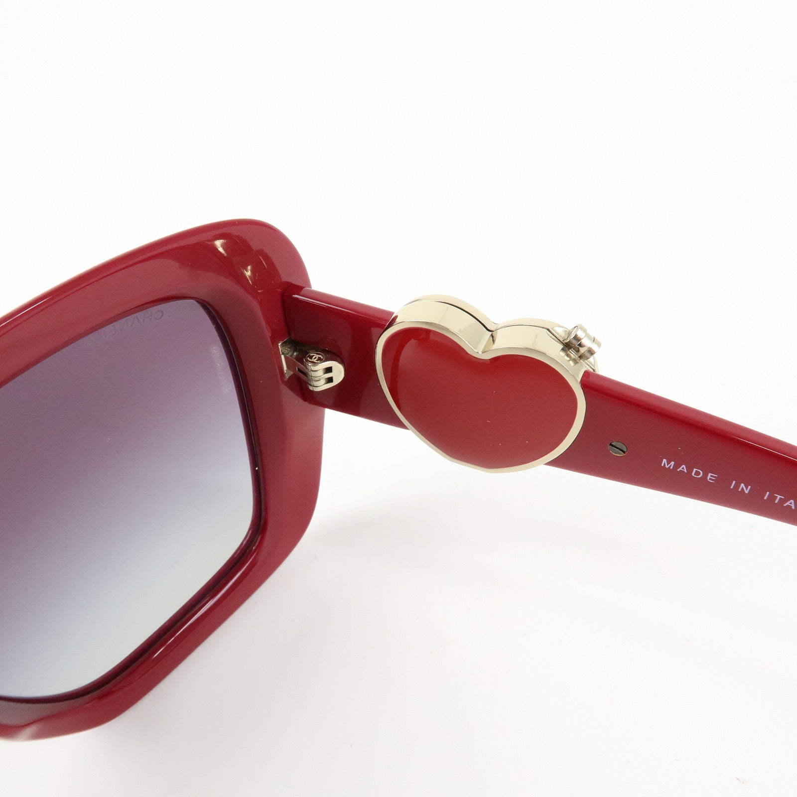 CHANEL COCO Mark Heart Plastic Sunglasses Red 5518-A 54□17 140 3N