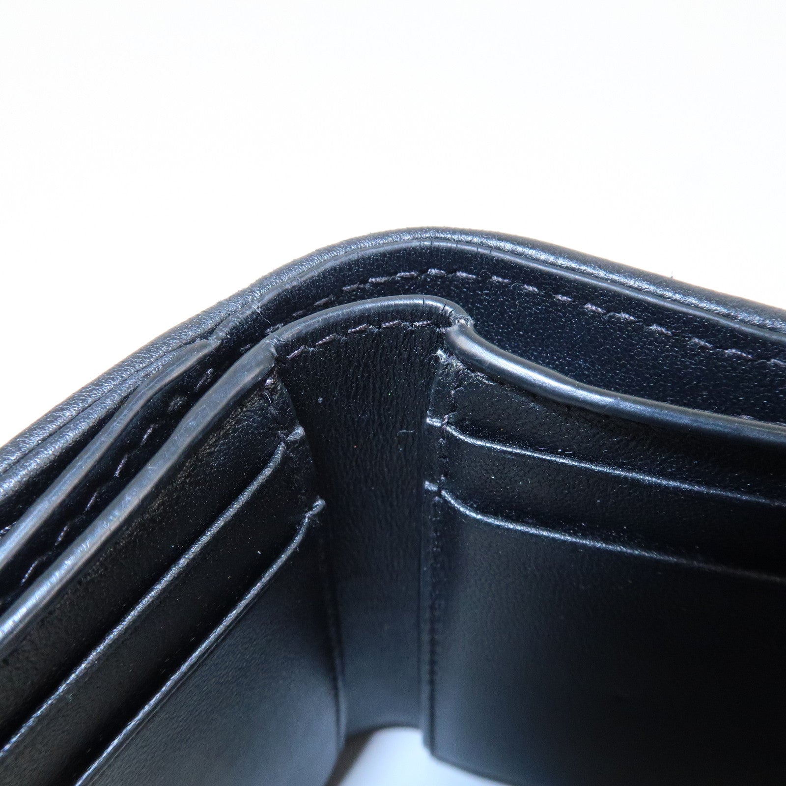 Christian Dior Cannage Leather Tri-fold Wallet Black Used