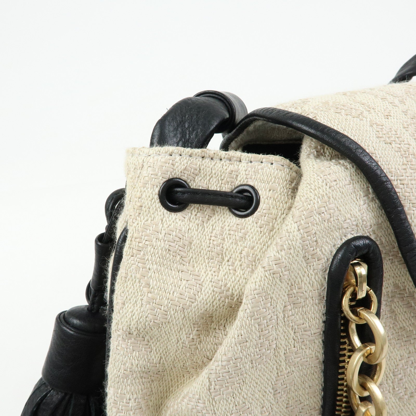 Chloe See By Chloe Canvas Leather Shoulder Bag Ivory Black