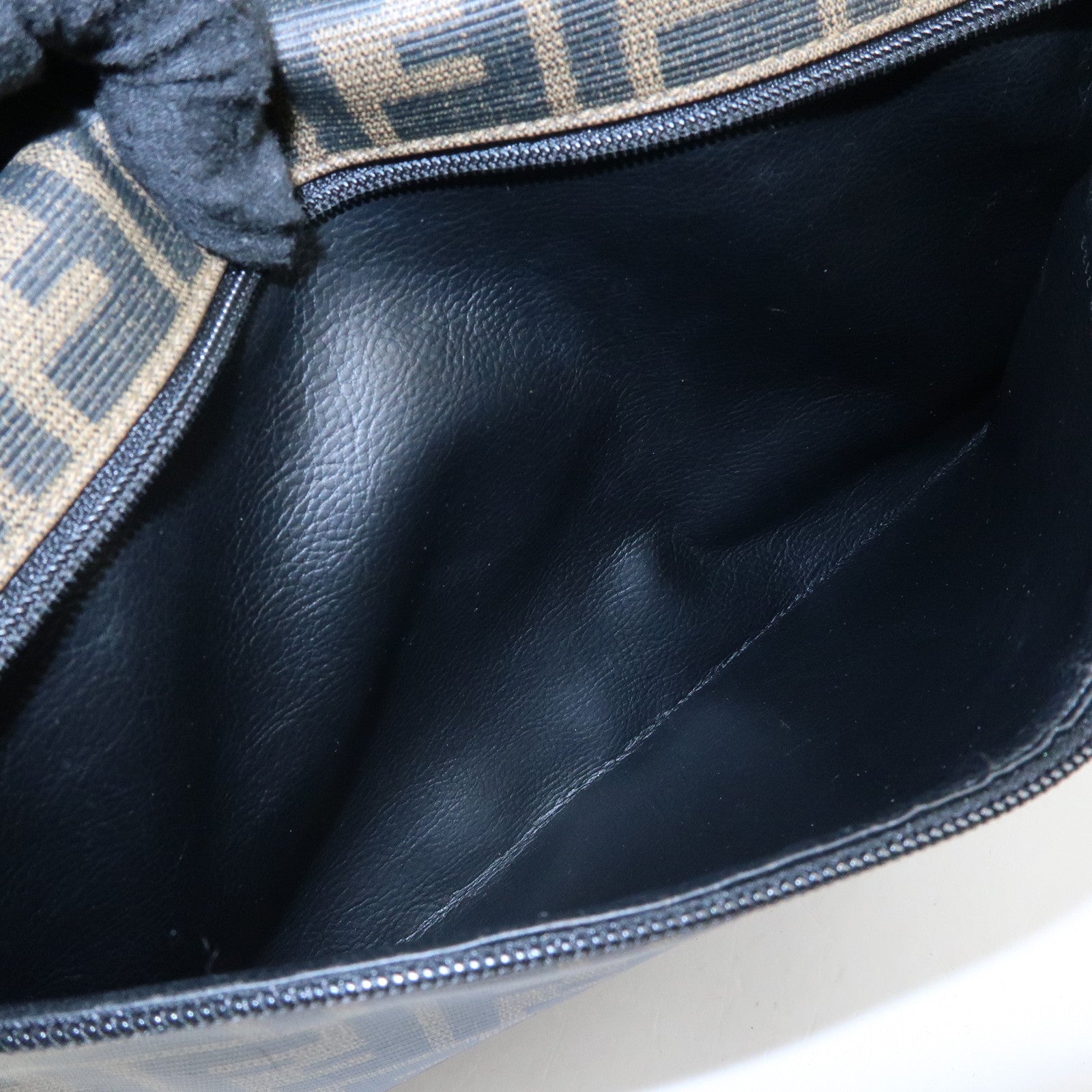 FENDI Zucca PVC Coated Canvas Leather Clutch Bag Brown 2487133