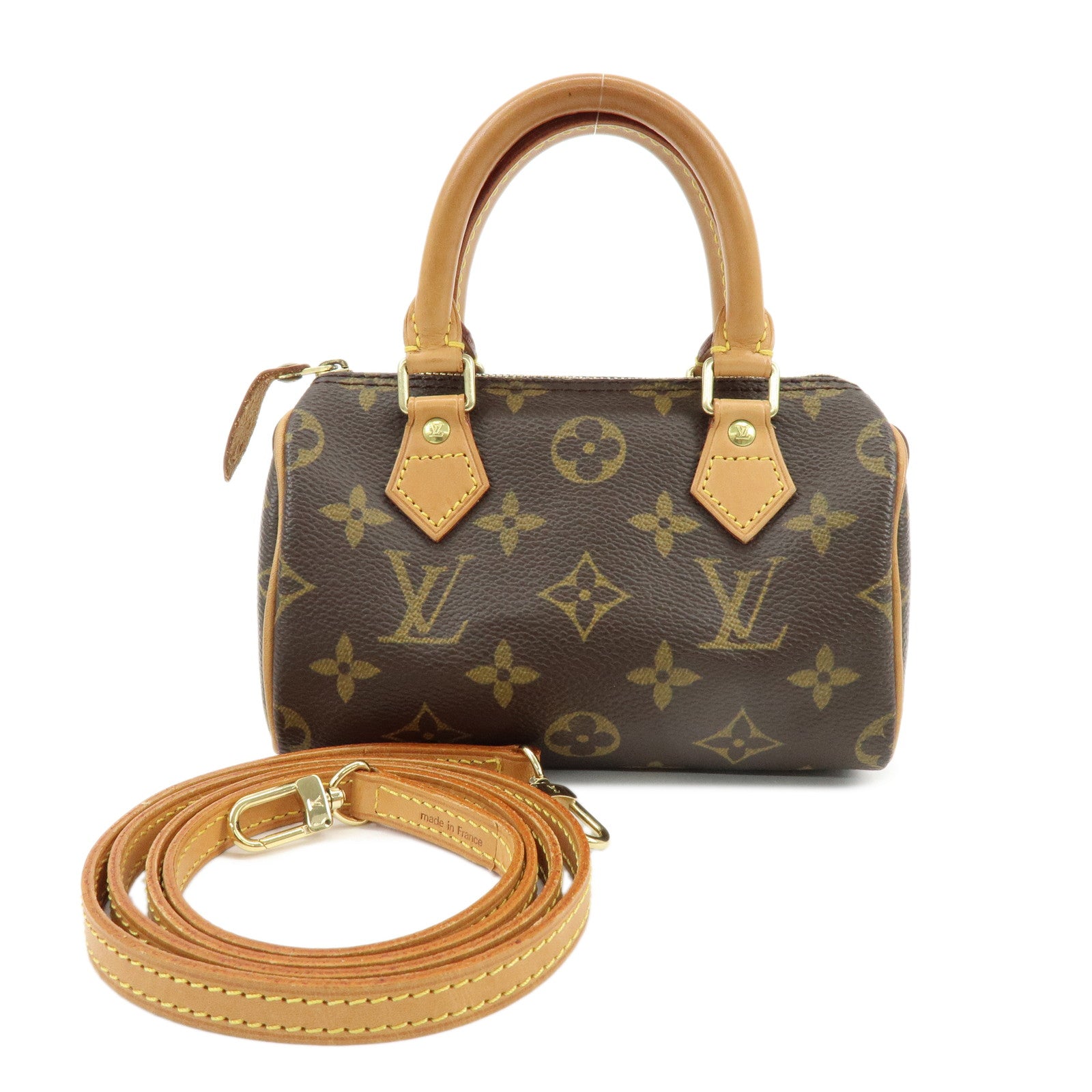 Louis Vuitton Monogram Mini Speedy Hand Bag & Strap Brown M41534