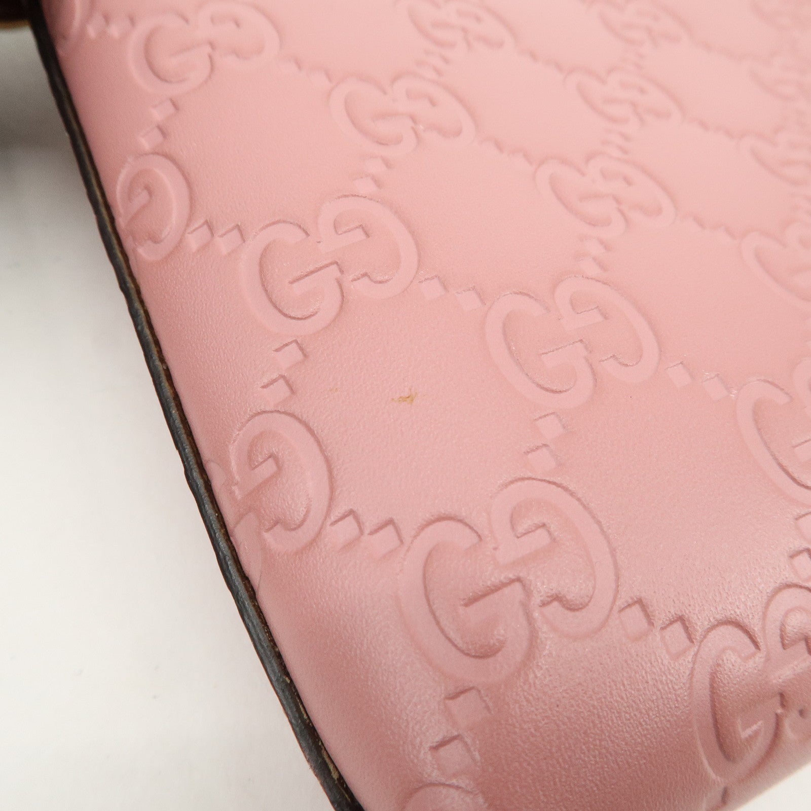 GUCCI Guccissima Leather Logo Chain Shoulder Bag Pink 428449