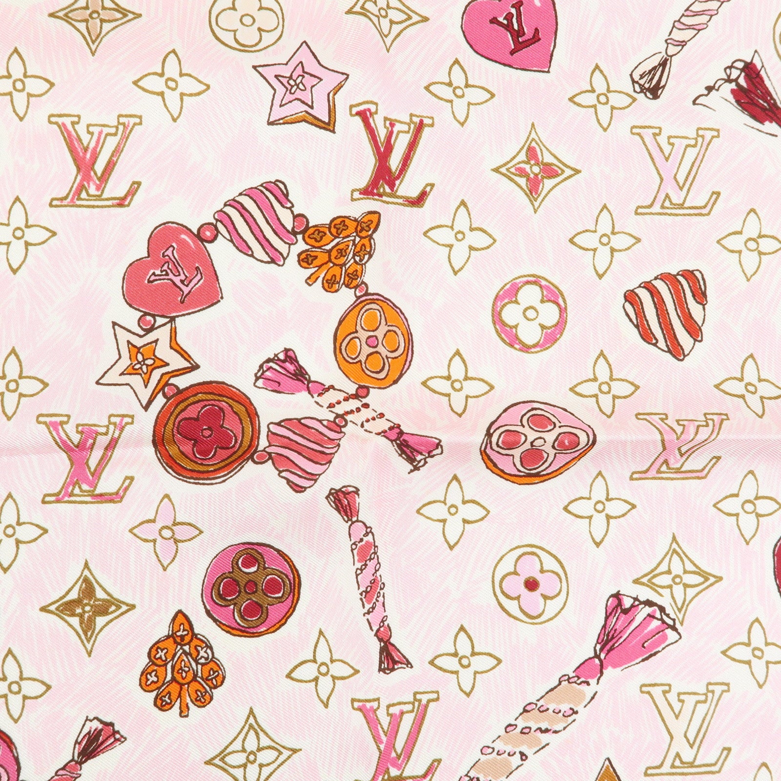 Louis Vuitton Monogram Silk 100% Scarf Rose Ballerine Mandarin