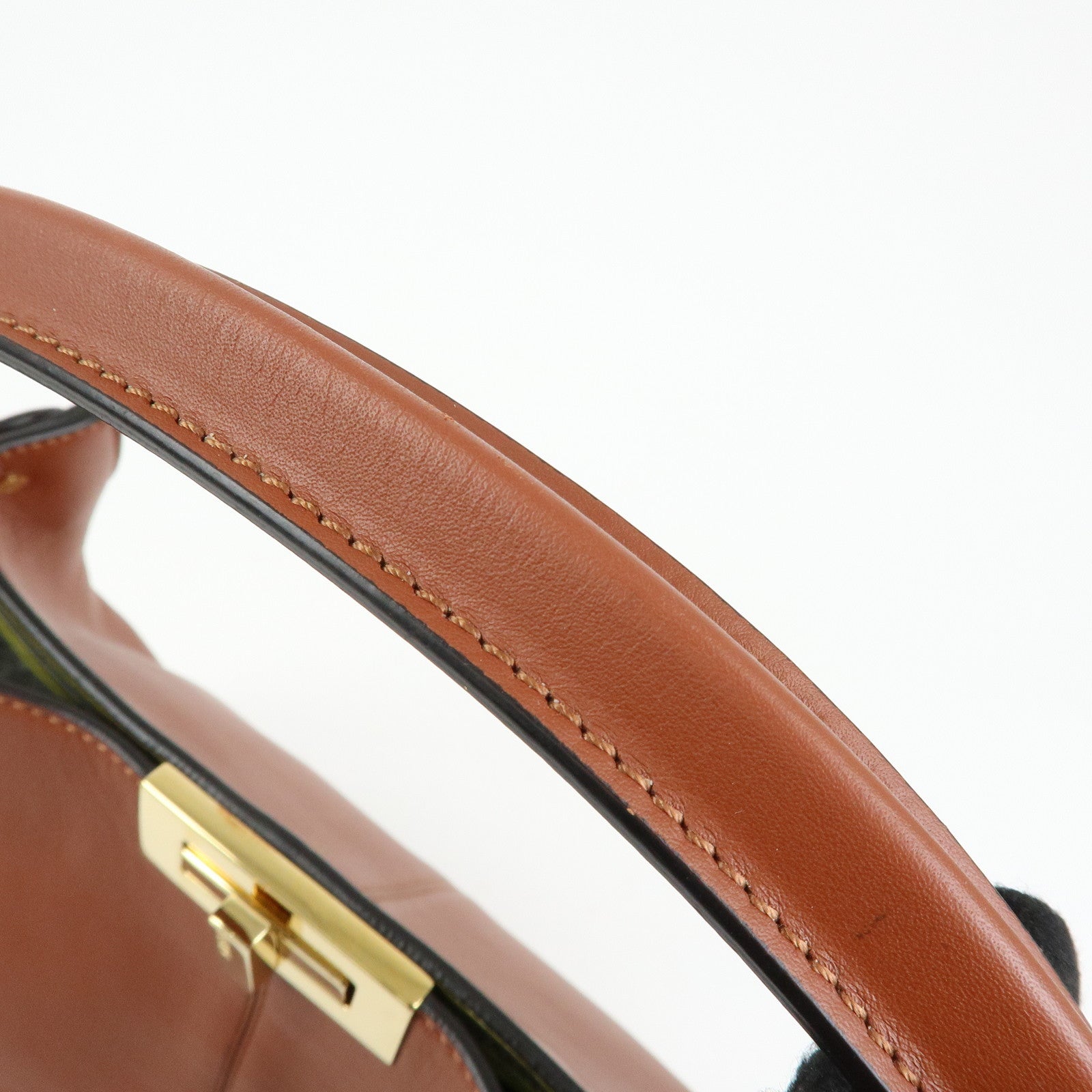 FENDI Peekaboo X‑Lite Leather Shoulder Bag Hand Bag Brown 8BN304